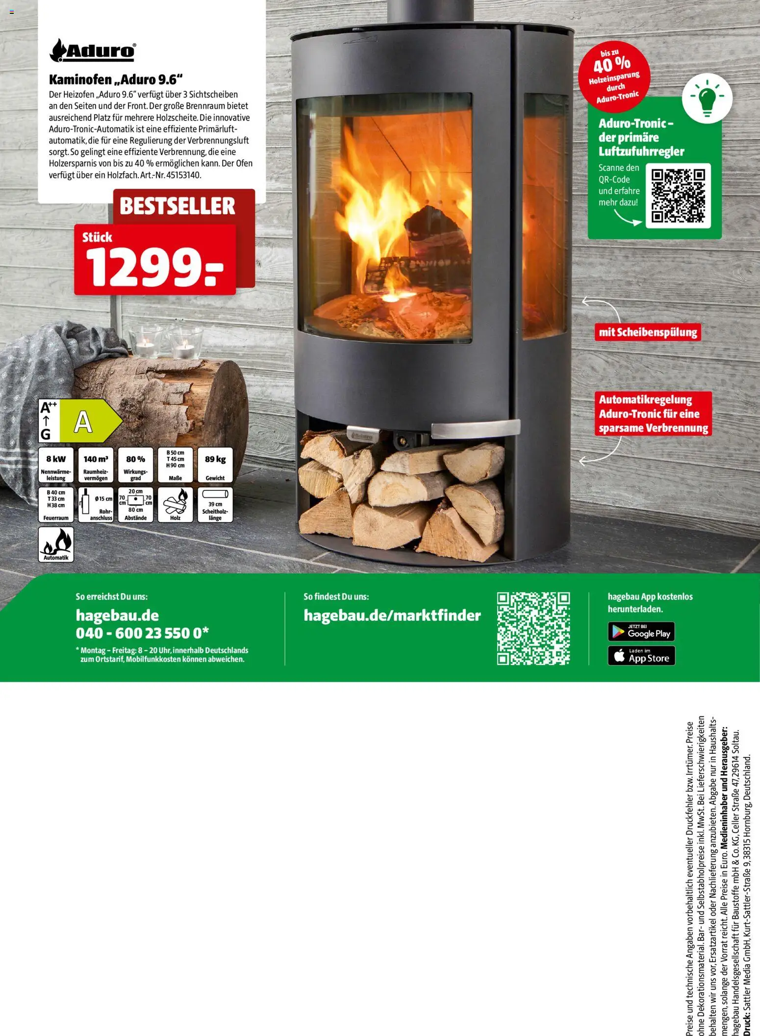 Hagebau Kaminofen & Zubehör – gültig ab 29.06.2026 | Seite: 40 | Produkte: Ofen, Gewicht, Kaminofen