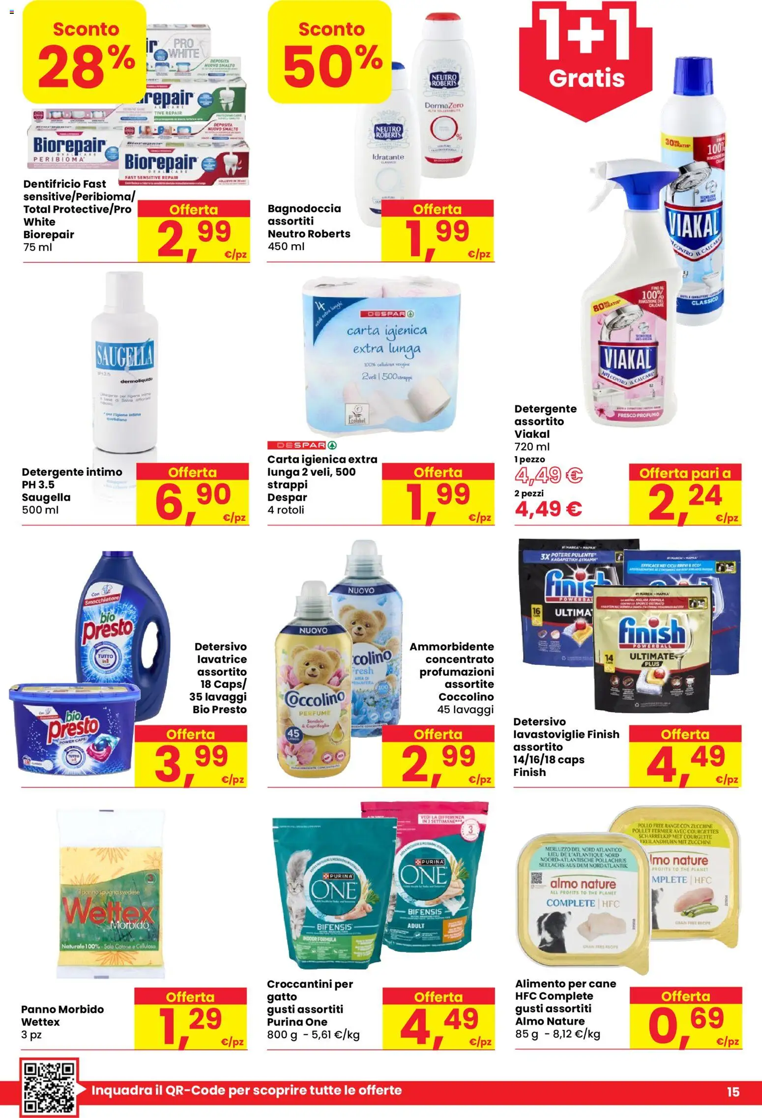 Volantino Despar del 29/10/2026 | Pagina: 15 | Prodotti: Dentifricio, Ammorbidente, Lavatrice, Zucchine