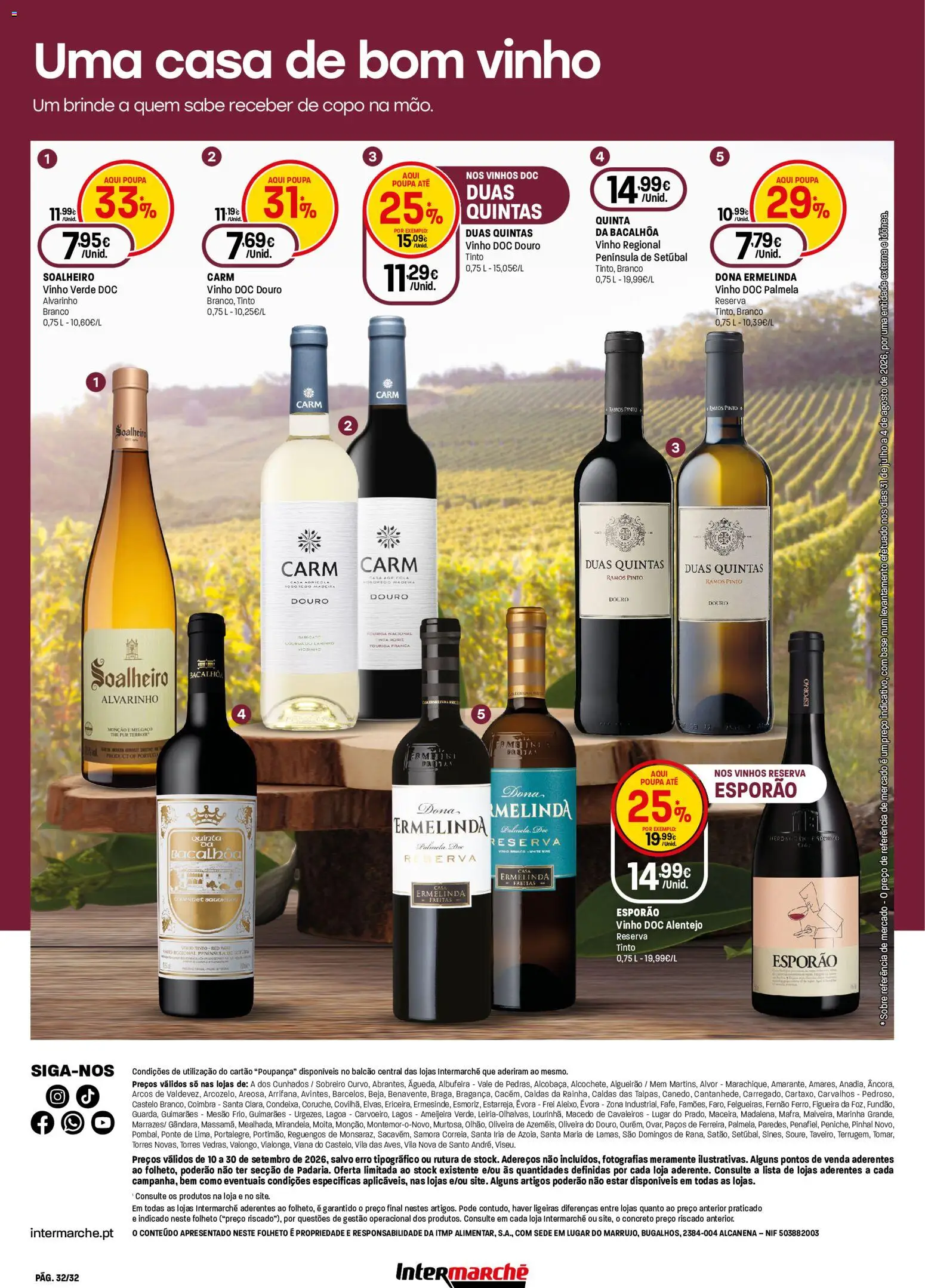 Intermarché folheto Especial Vinhos Super │ válido de 10/09/2026 | Página: 32 | Produtos: Tinta, Base, Vinho