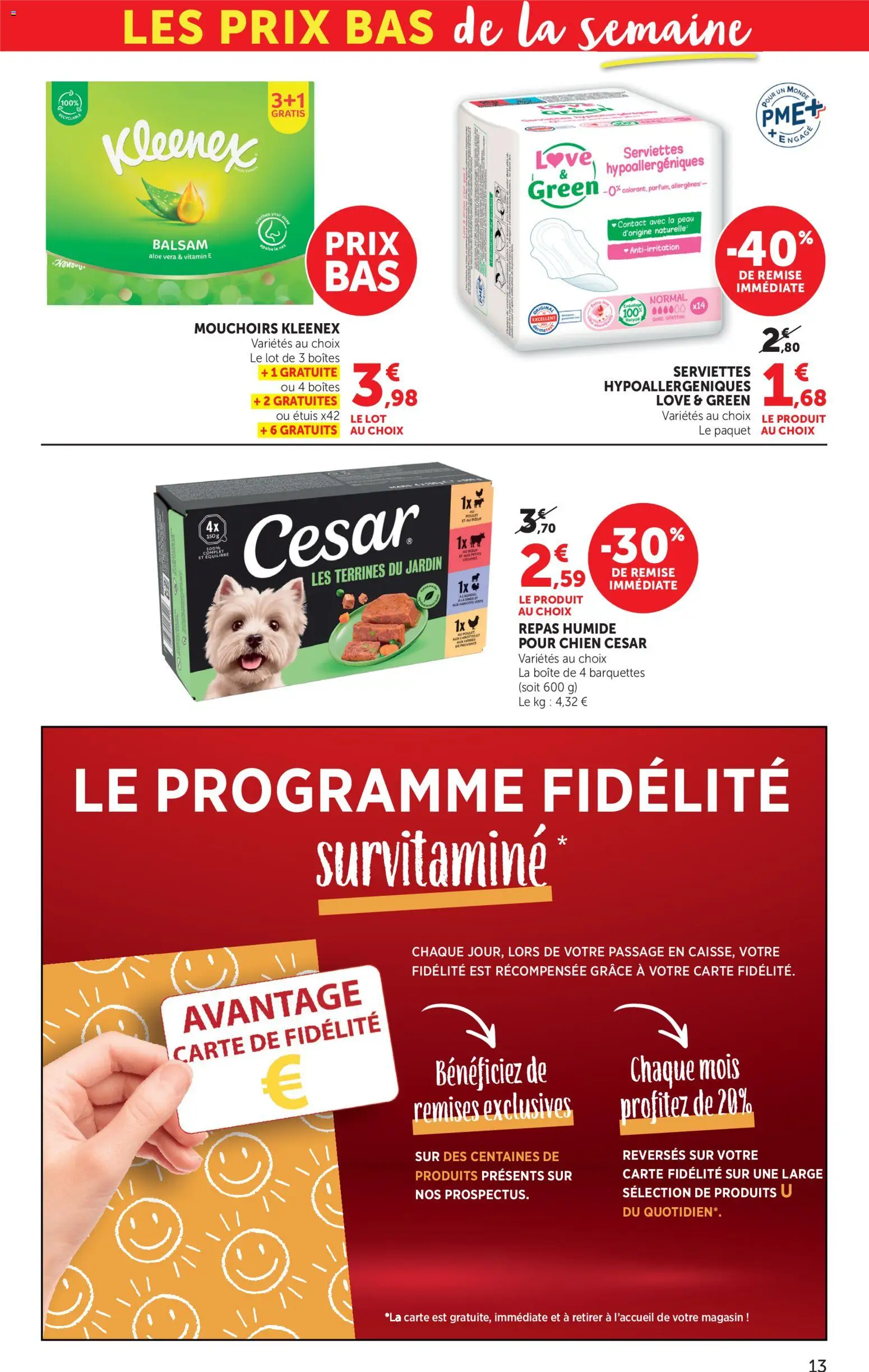 {H1} | Page: 13 | Produits: Carottes, Poulet, Mouchoirs, Serviettes