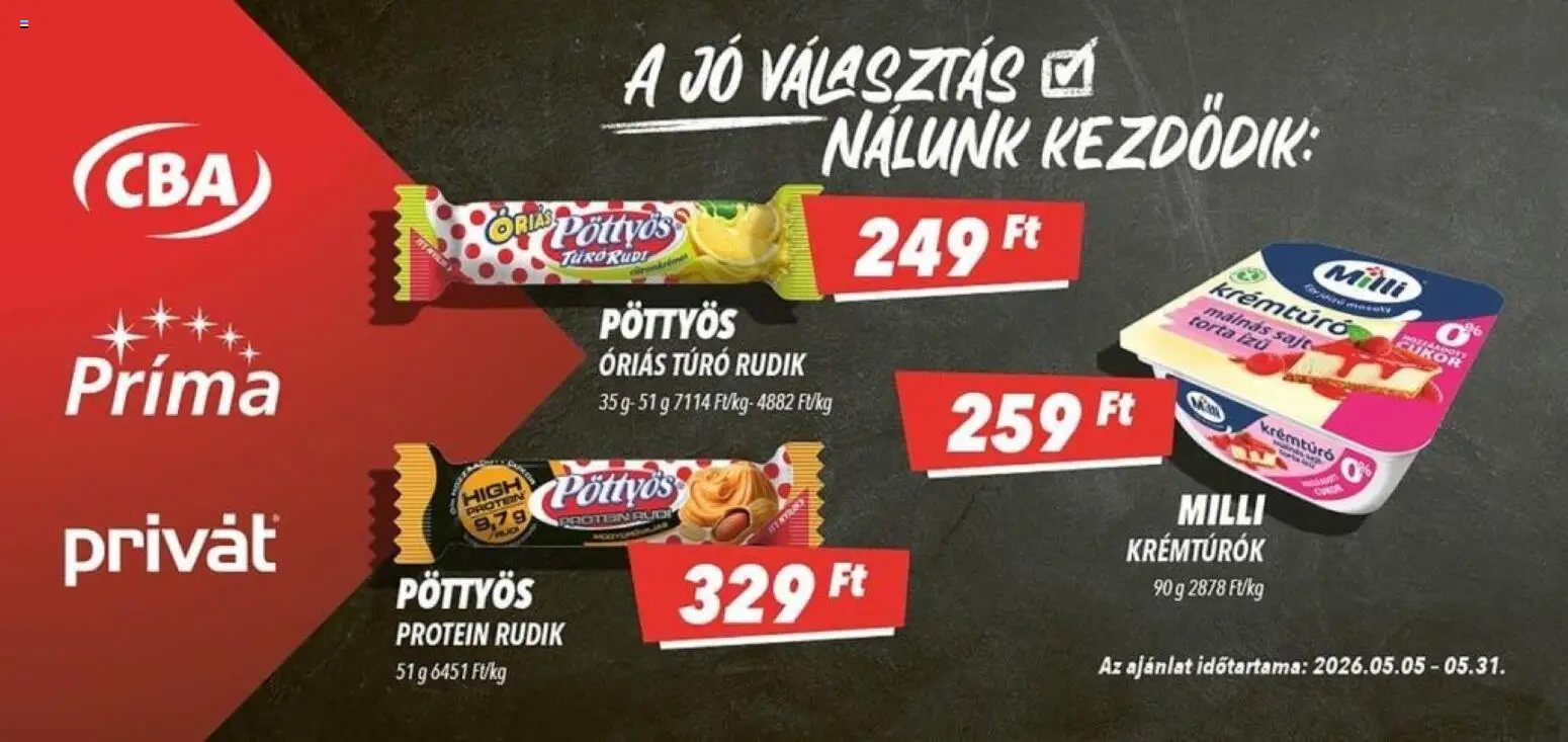 CBA Príma akciós ujság - amely érvényes a következő dátumtól: 05.05.2026 | Oldal: 5