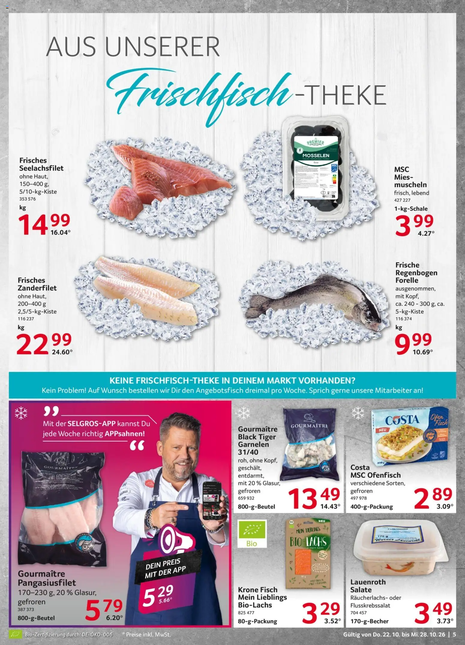 Selgros Prospekt – gültig ab 22.10.2026 | Seite: 5 | Produkte: Garnelen, Fisch, Lachs, Tiger garnelen