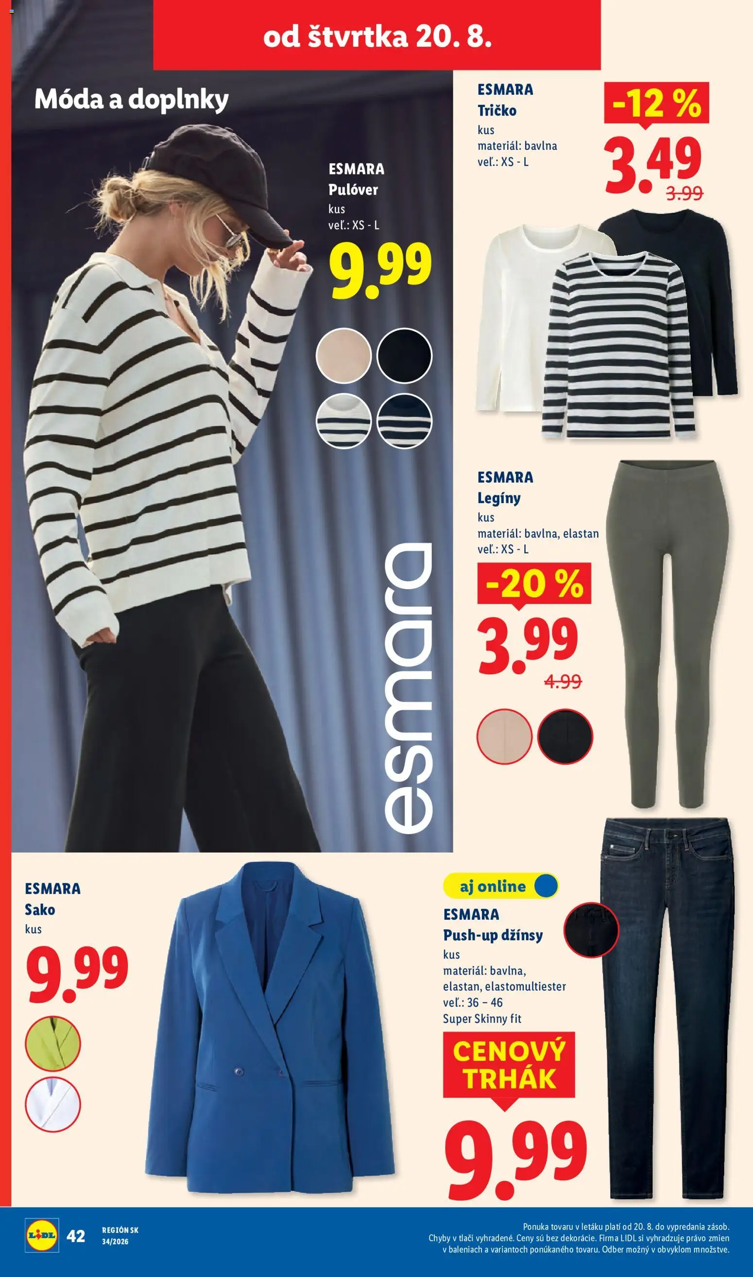 Nové Lidl akcie – leták je platný od 17.08.2026 | Strana: 82 | Produkty: Tričko, Sako, Legíny