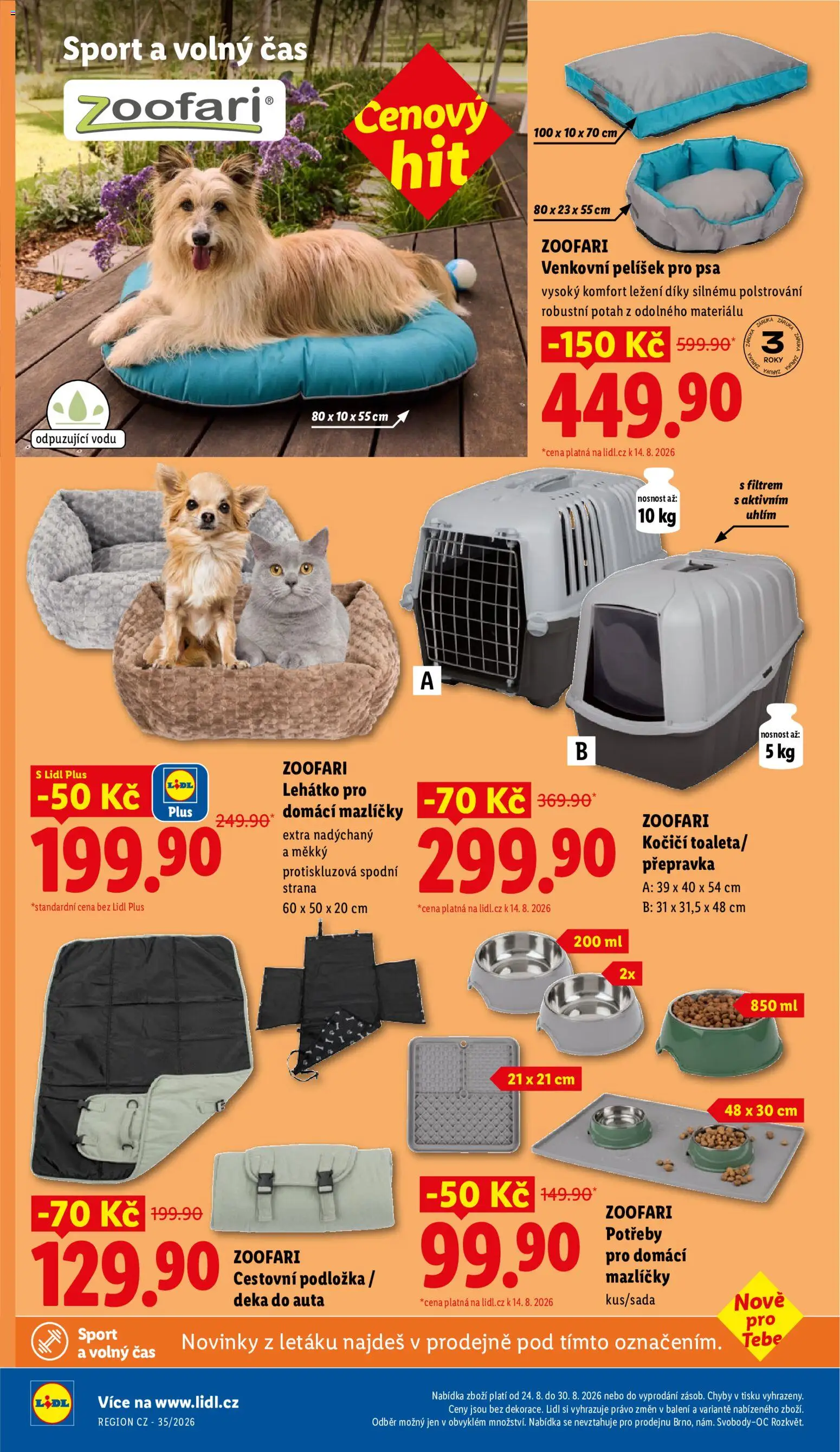 Lidl leták - Spotřební zboží od 24.08.2026 | Strana: 10 | Produkty: Přepravka, Deka, Lehátko, Pelíšek pro psa