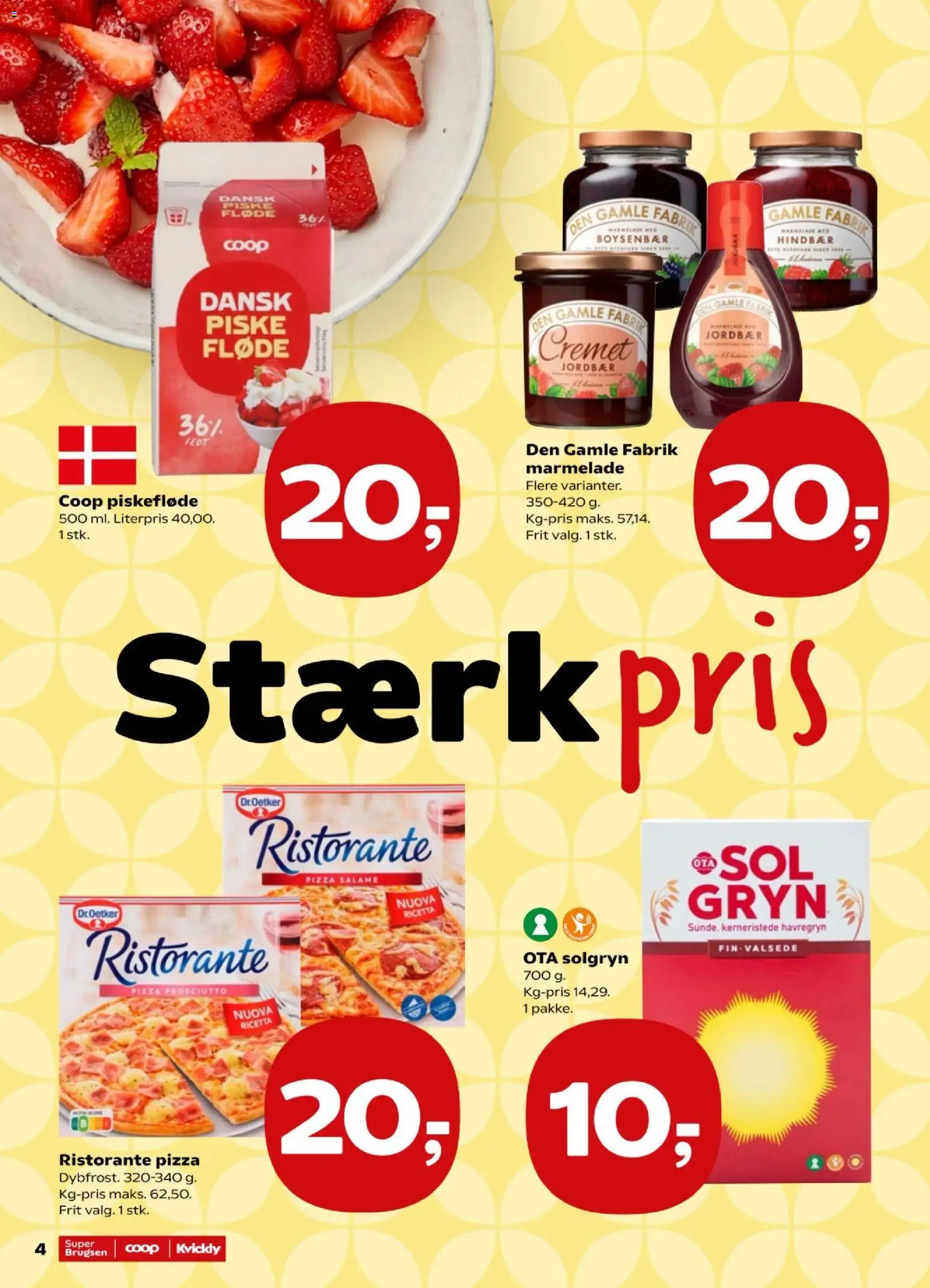 Super Brugsen tilbudsavis – gyldig fra 31/07/2026 | Side: 4 | Produkter: Fløde, Hindbær, Havregryn, Marmelade