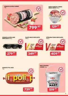 PerSu katalog Trajno niske cene - pregled PerSu kataloga - važi od 01.09.2026 | Strana: 7 | Proizvode: Pileće grudi, Mast, Narezak, Kobasica