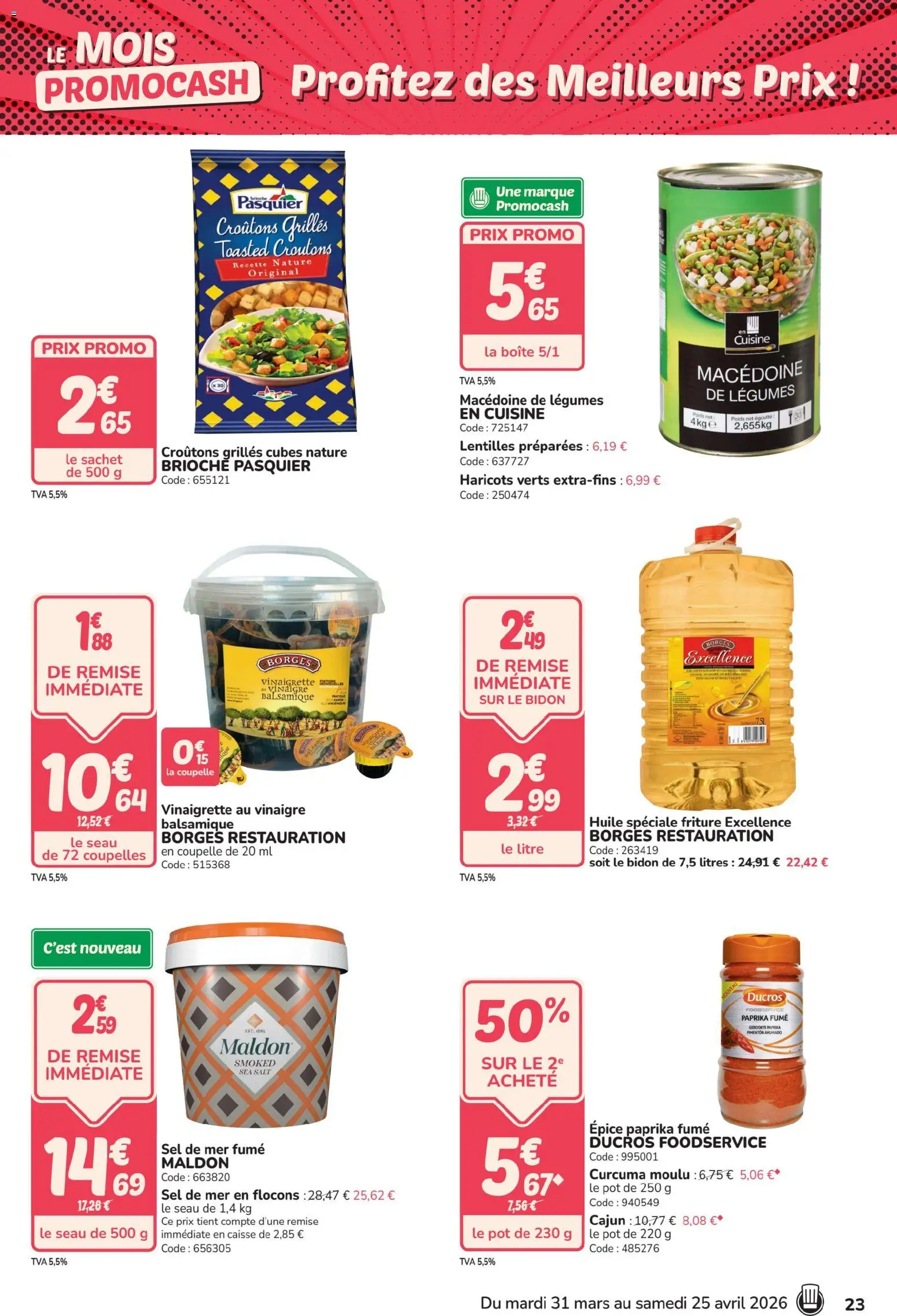 {H1} | Page: 23 | Produits: Paprika, Haricots verts, Sel, Vinaigre