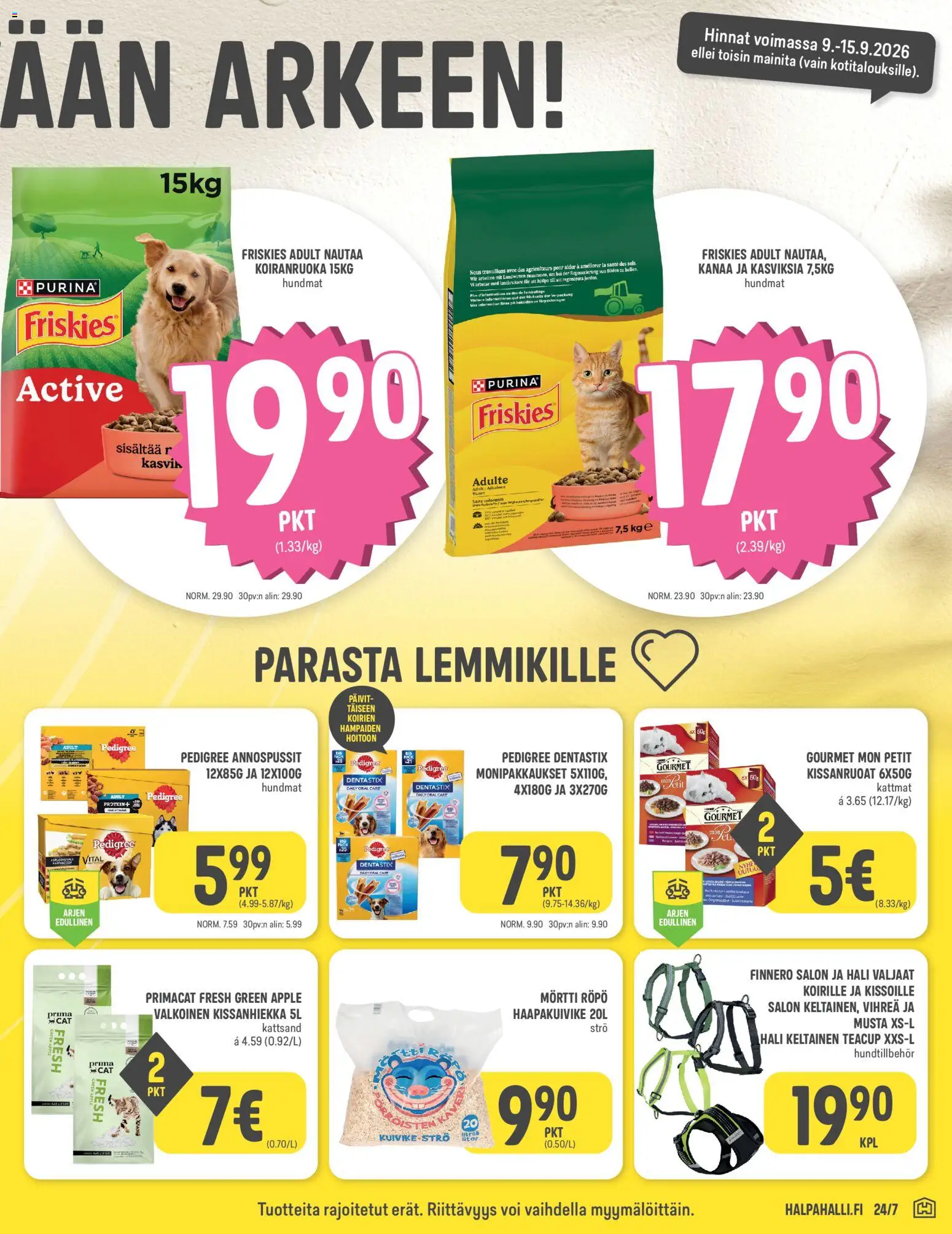 Halpa Halli tarjoukset – voimassa 09/09/2026 alkaen | Sivu: 5 | Tuotteet: Kissanhiekka, Koiranruoka, Voi