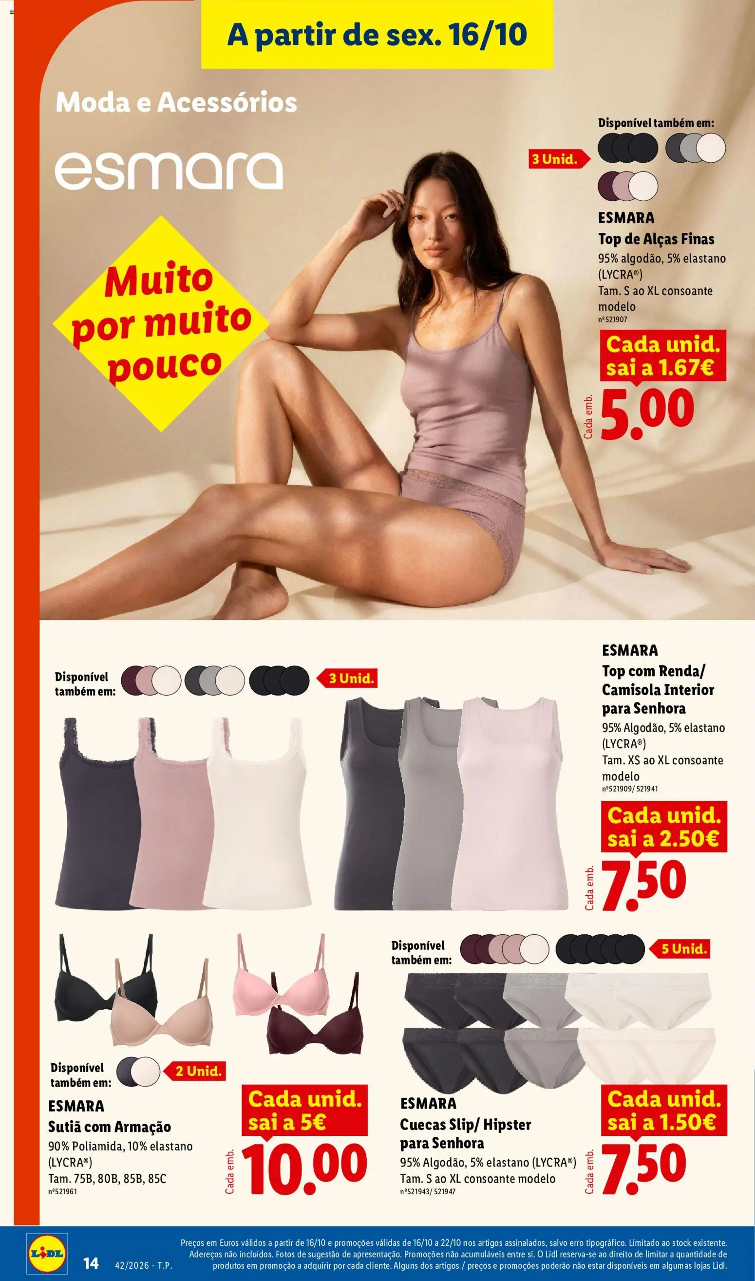 Lidl Promoções Fim de Semana │ válido de 16/10/2026 | Página: 18 | Produtos: Top, Camisola, Sutiã, Cuecas