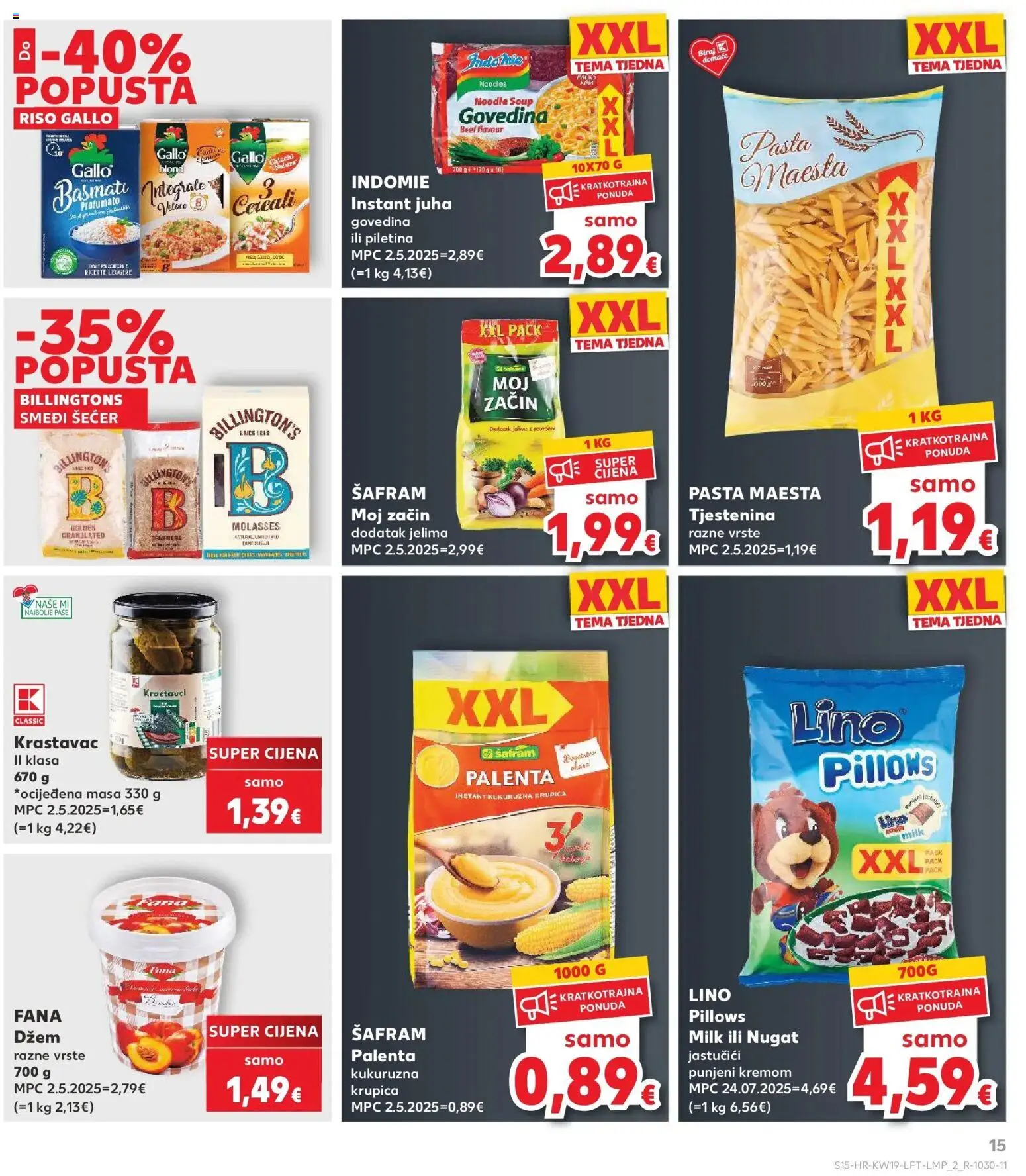 Kaufland katalog | vrijedi od 06.05.2026 | Stranica: 15 | Proizvodi: Smeđi šećer, Govedina, Krastavci, Palenta