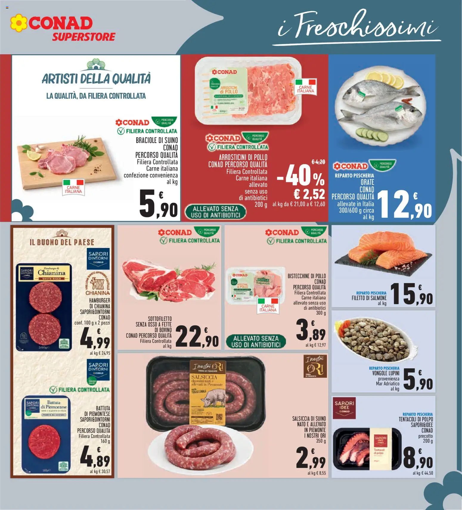 Volantino Conad del 13/08/2026 | Pagina: 9 | Prodotti: Bovino, Pollo, Salmone, Filetto di salmone