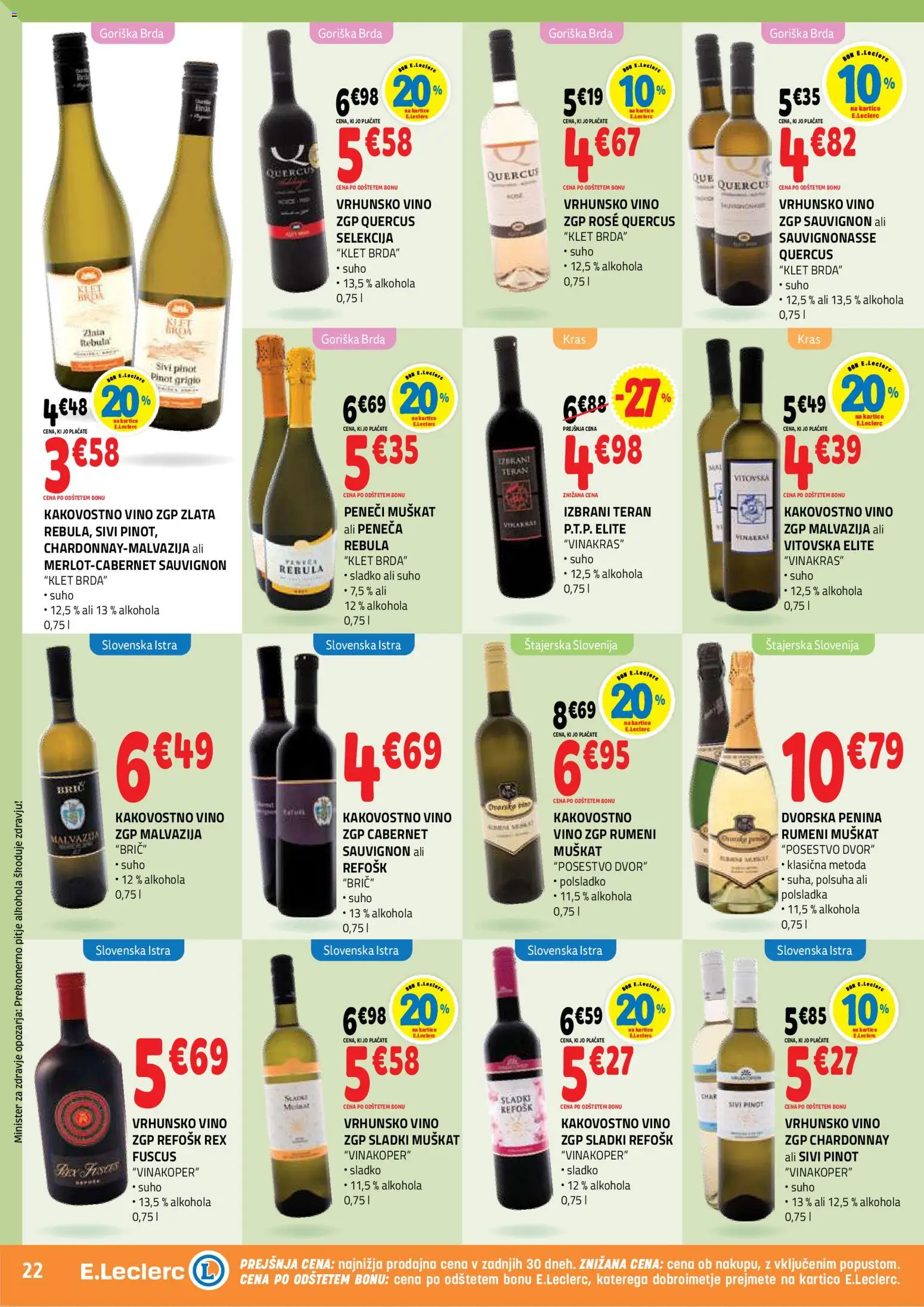 Novi E.leclerc katalog ponudbe – veljaven od 08.07.2026 | Stran: 22 | Izdelki: Penina, Vino