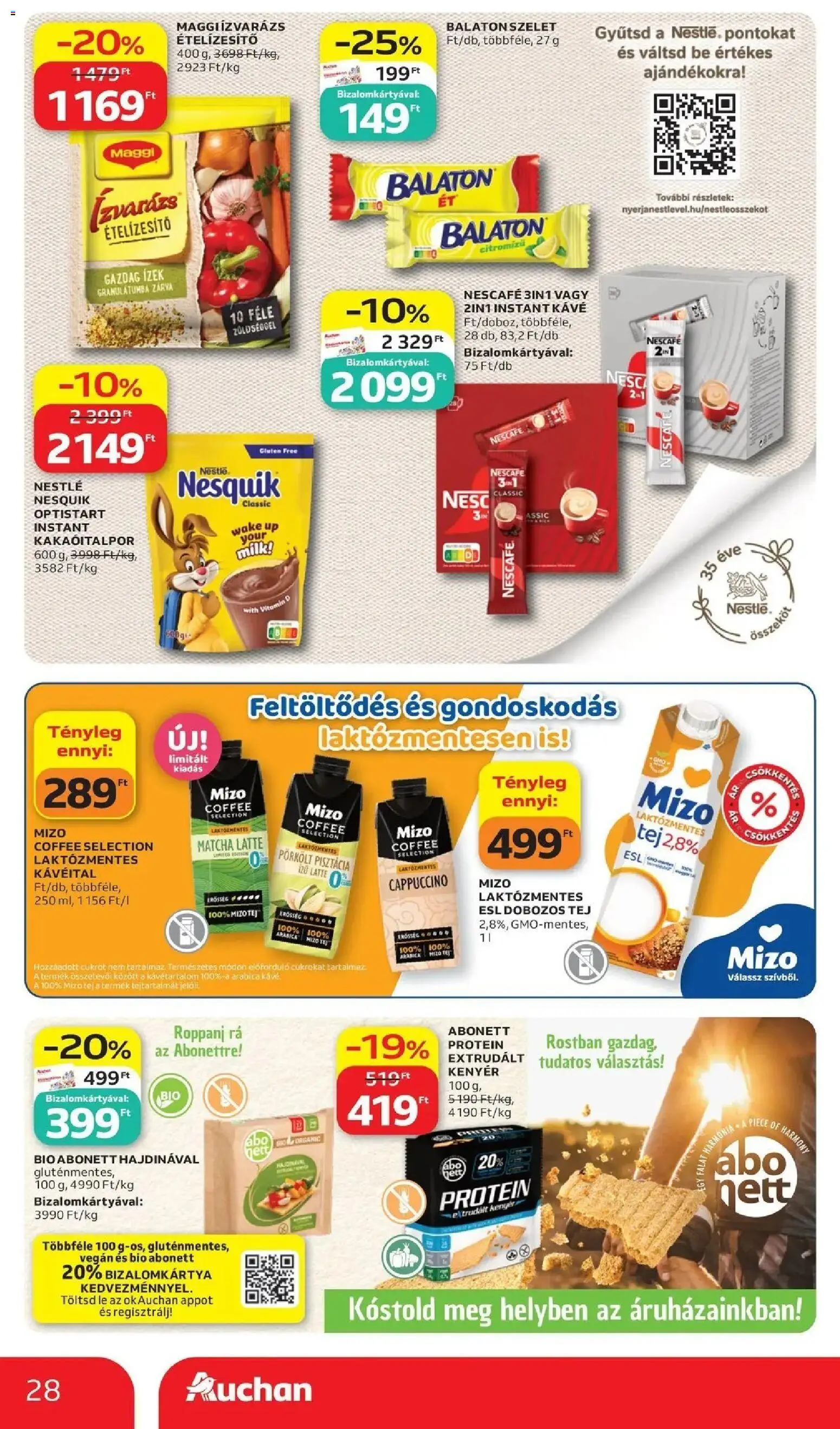 Auchan akciós ujság - amely érvényes a következő dátumtól: 11.06.2026 | Oldal: 28 | Termékek: Nescafé, Protein, Nesquik, Ételízesítő