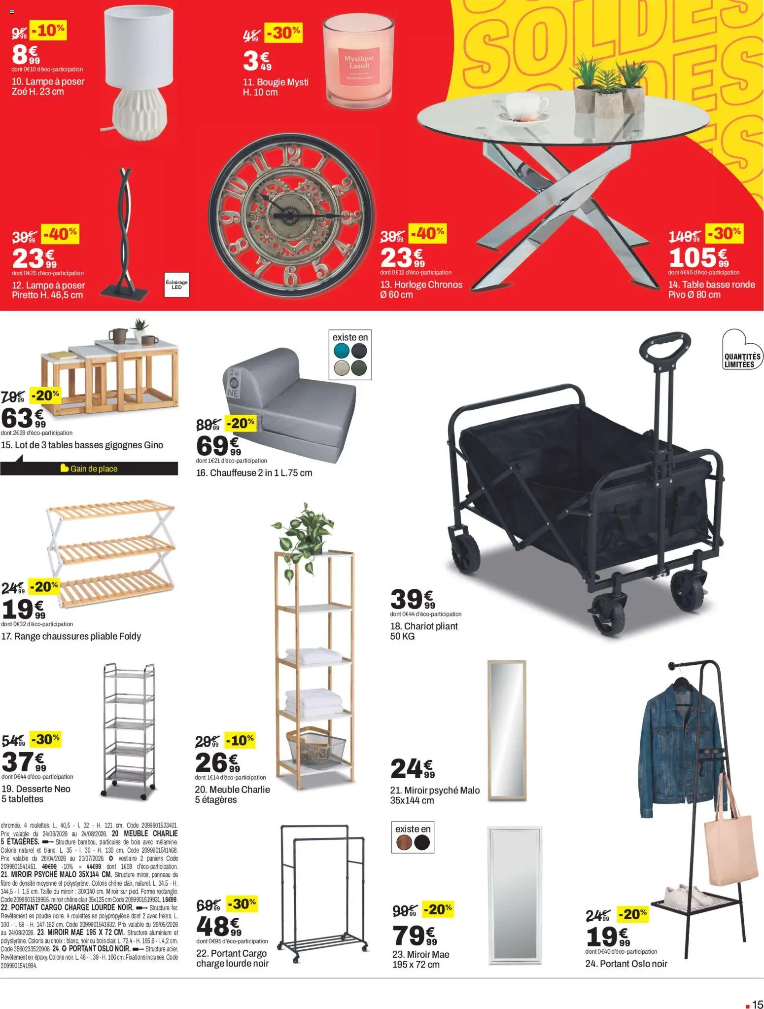 {H1} | Page: 15 | Produits: Chauffeuse, Poudre, Range chaussures, Miroir