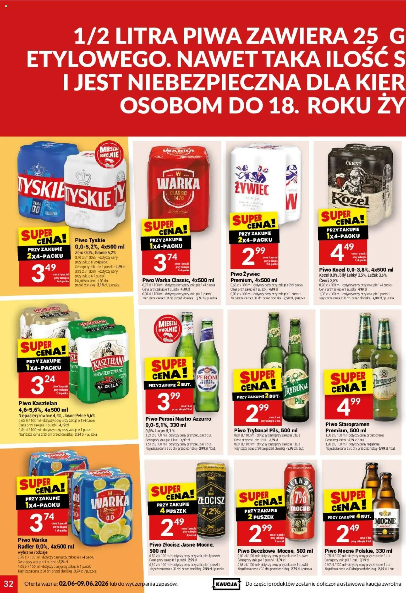 Twój Market gazetka od 02.06.2026 | Strona: 32 | Produkty: Leżak, Warka, Tyskie, Piwo