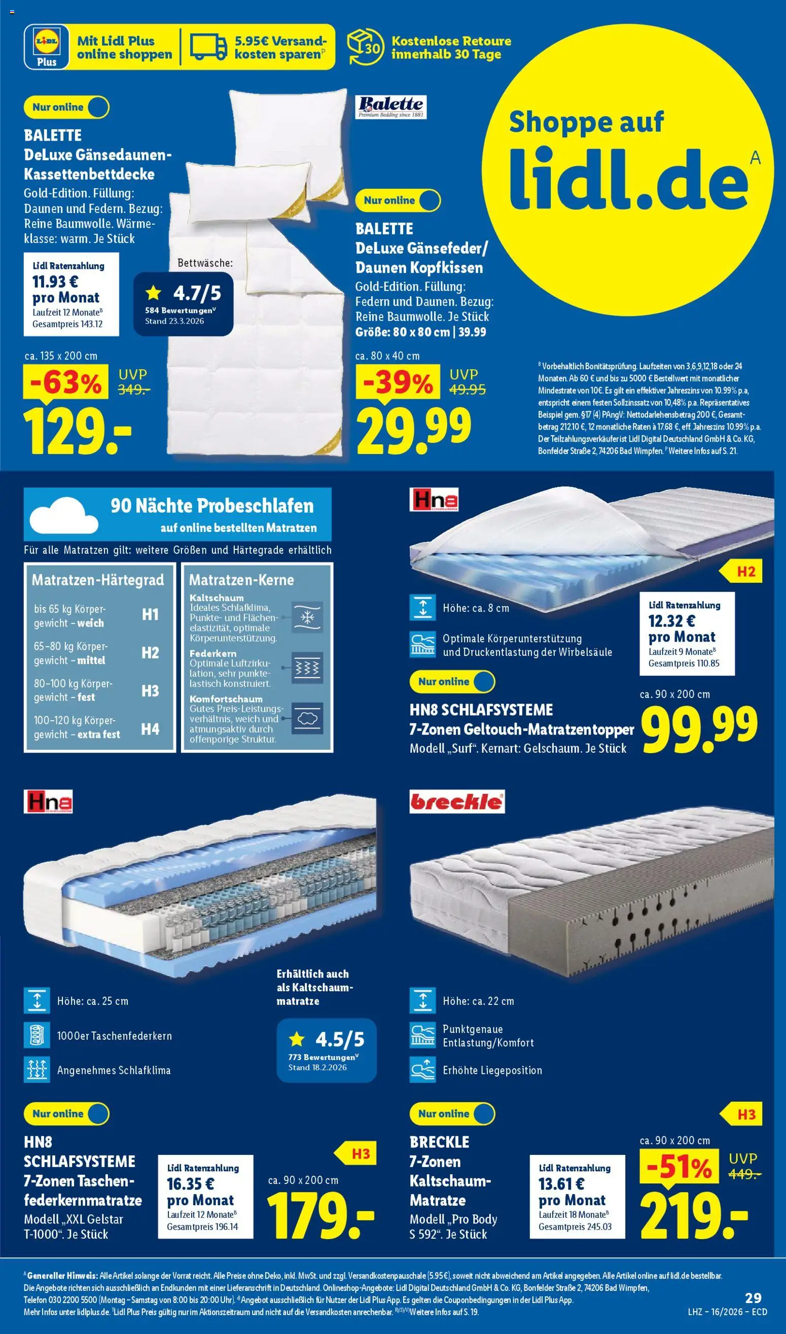 Lidl Prospekt – gültig ab 13.04.2026 | Seite: 47 | Produkte: Matratze, Bettwäsche, Kopfkissen, Telefon