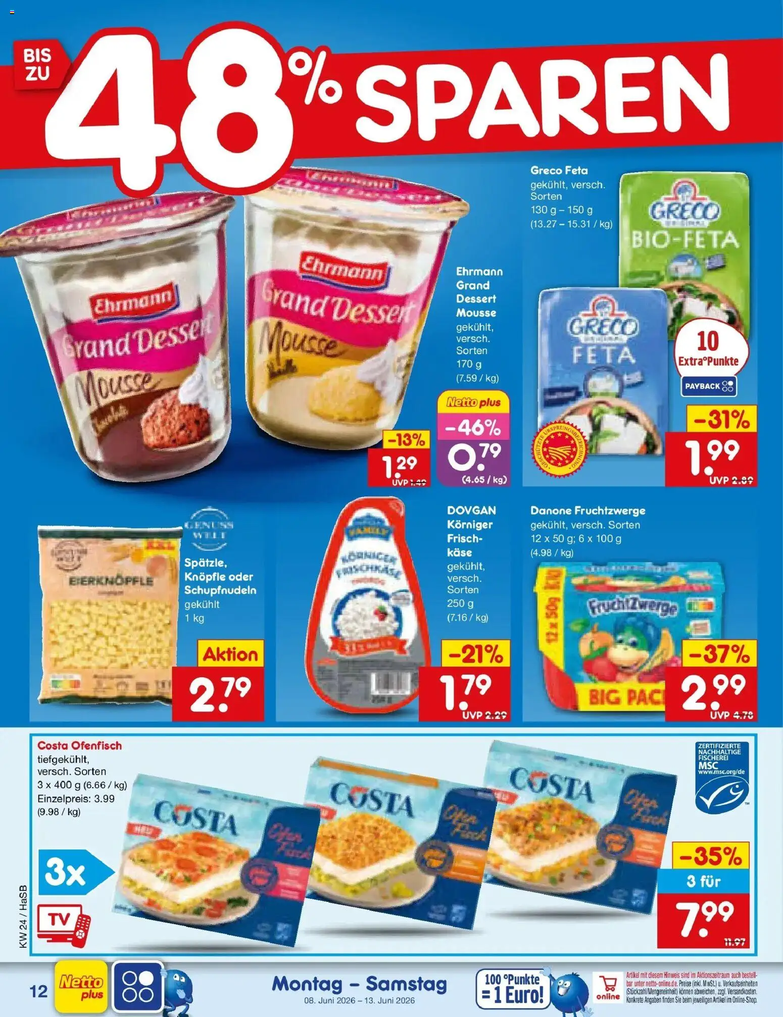 Netto Marken-Discount Prospekt Wuppertal – gültig ab 08.06.2026 | Seite: 20 | Produkte: Feta, Käse, Ehrmann grand dessert, Fruchtzwerge