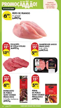 Pré-visualização Pingo Doce Poupe este Fim de Semana válido de 03/07/2026 | Página: 4 | Produtos: Peito de frango, Frango, Pernil, Hambúrguer