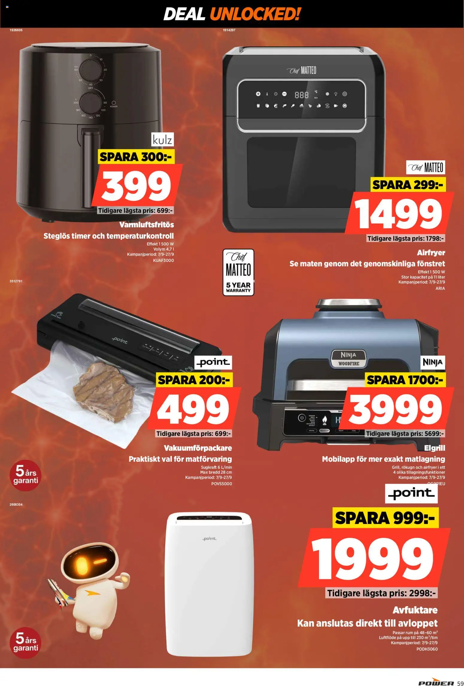 Power reklamblad aktuell från 07/09/2026 | Sida: 59 | Produkter: Elgrill, Varmluftsfritös, Airfryer, Vakuumförpackare