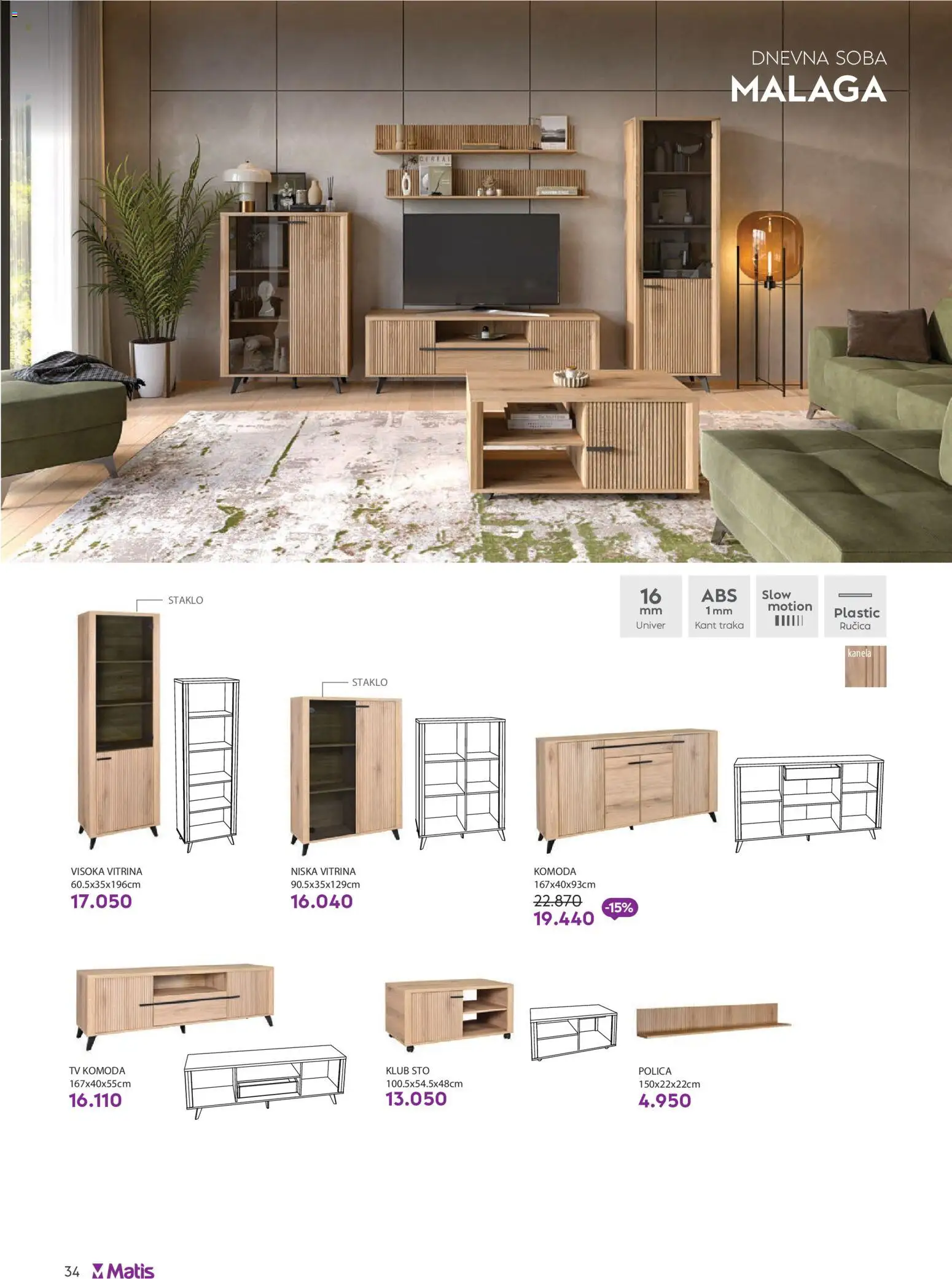 Matis katalog - važi od 01.08.2026 | Strana: 34 | Proizvode: Komoda, Tv komoda, Polica, Sto