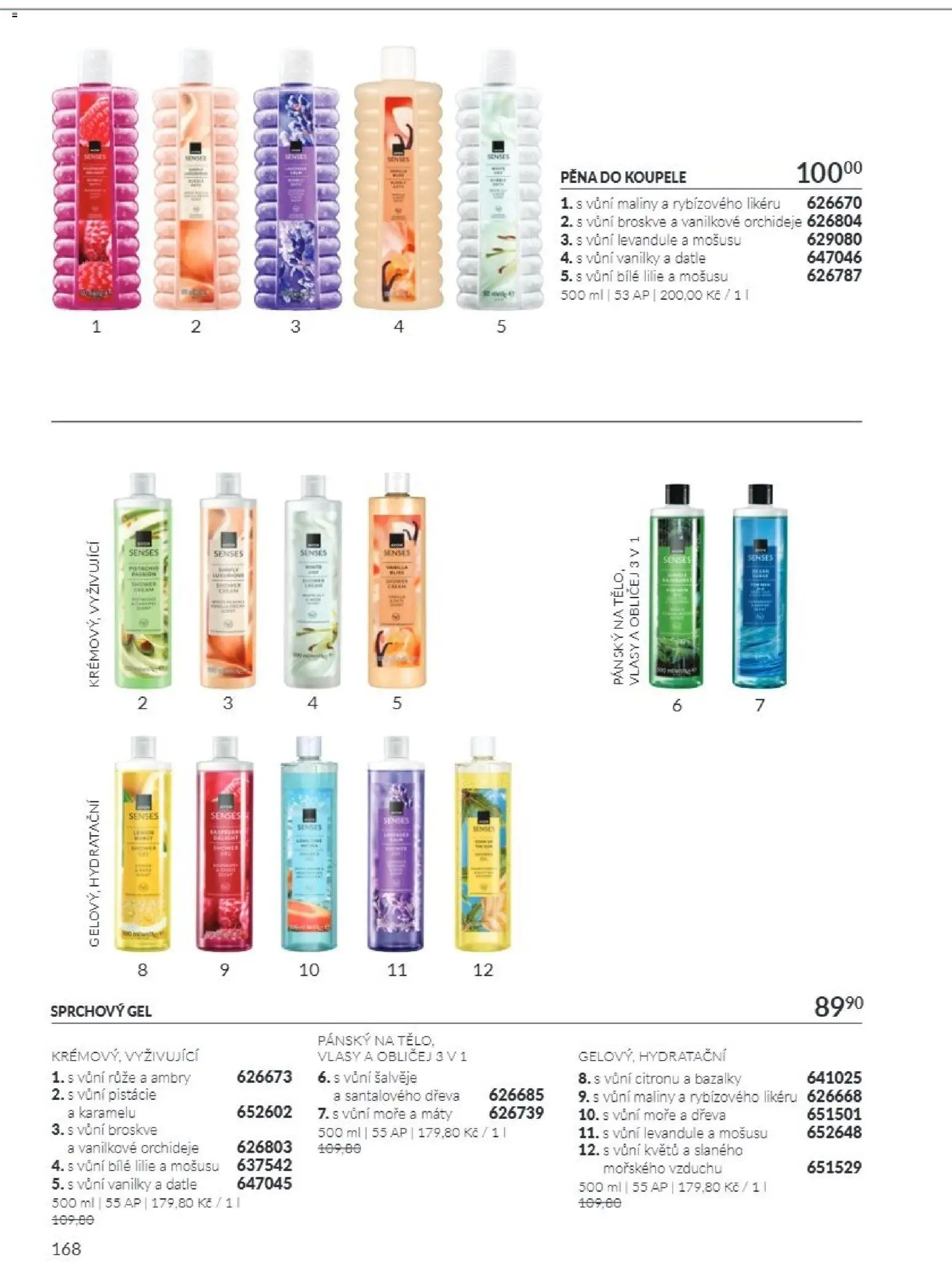 Avon Katalog 10/2026 od 01.10.2026 | Strana: 168 | Produkty: Sprchový gel, Pěna do koupele, Pistácie, Pěna
