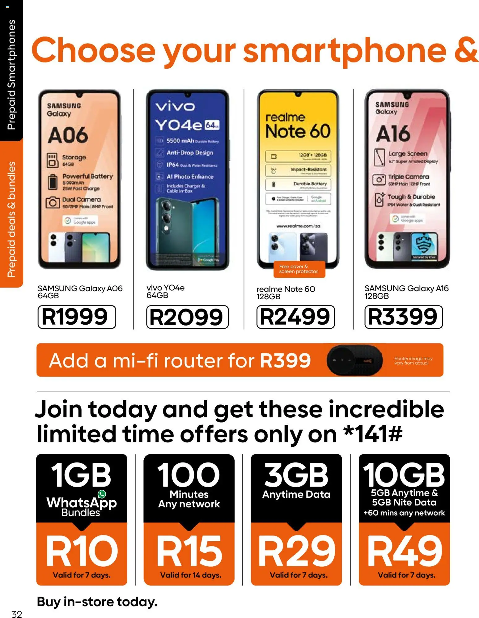 New Cell C catalogue – valid from 18.03.2026 | Page: 34 | Products: Data, Camera, Cable, Charger