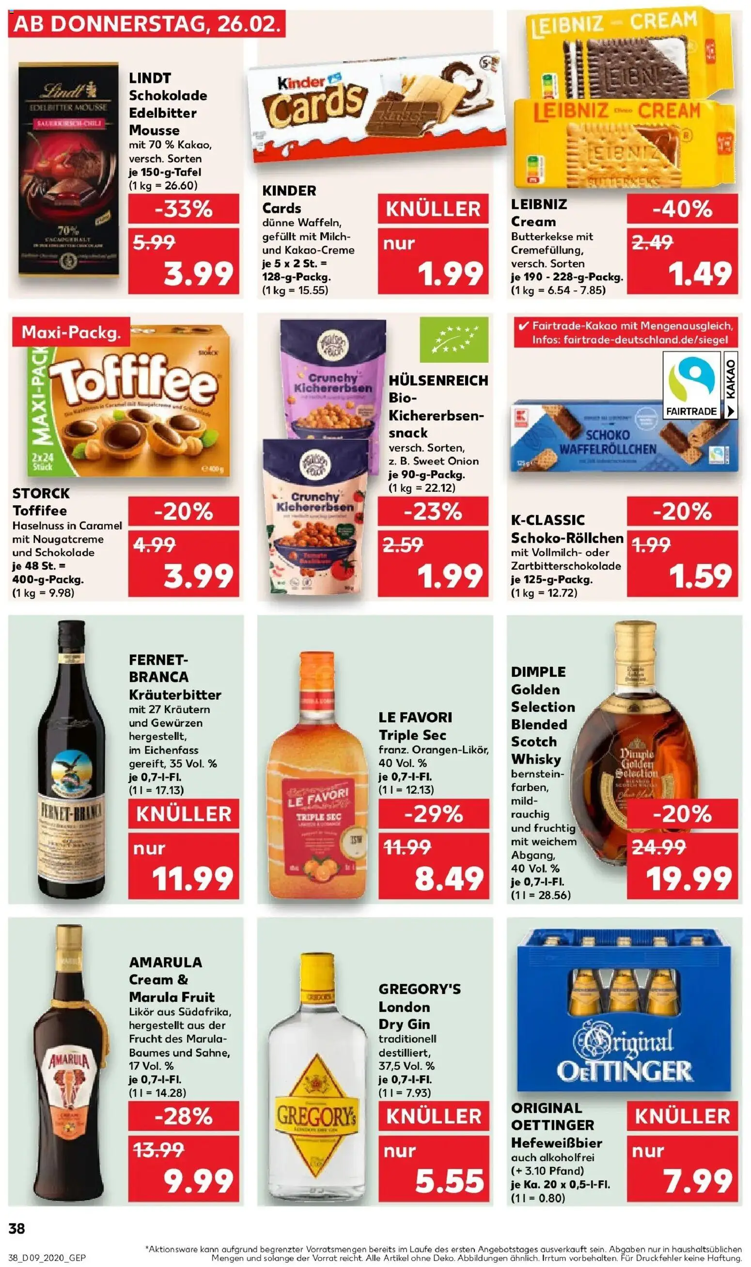 Kaufland prospekt Pfullingen	 – gültig ab 26.02.2026 | Seite: 38 | Produkte: Milch, Likör, Toffifee, Lindt