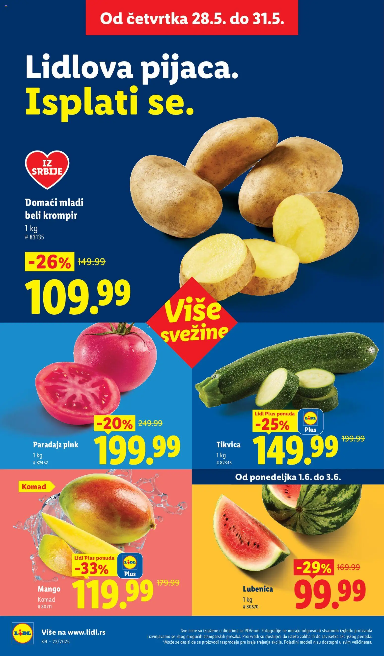 Lidl katalog - važi od 28.05.2026 | Strana: 16 | Proizvode: Mango, Lubenica, Tikvica, Paradajz