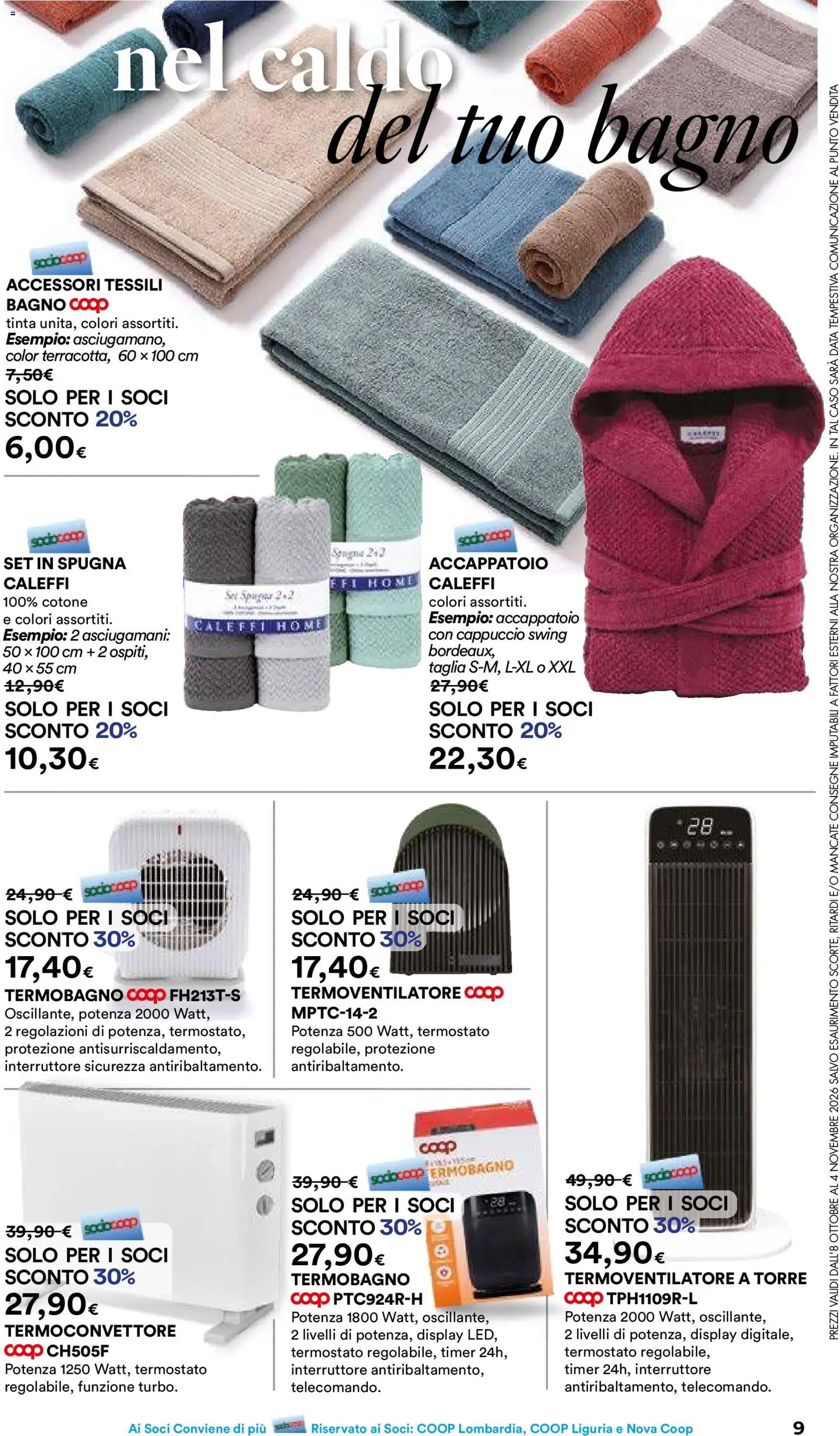 Volantino Ipercoop del 08/10/2026 | Pagina: 9 | Prodotti: Spugna, Accappatoio, Bagno, Asciugamani