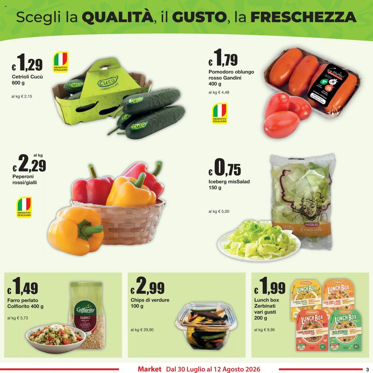 Volantino Sì con Te del 30/07/2026 | Pagina: 3 | Prodotti: Peperoni, Cereali, Pomodoro, Farro