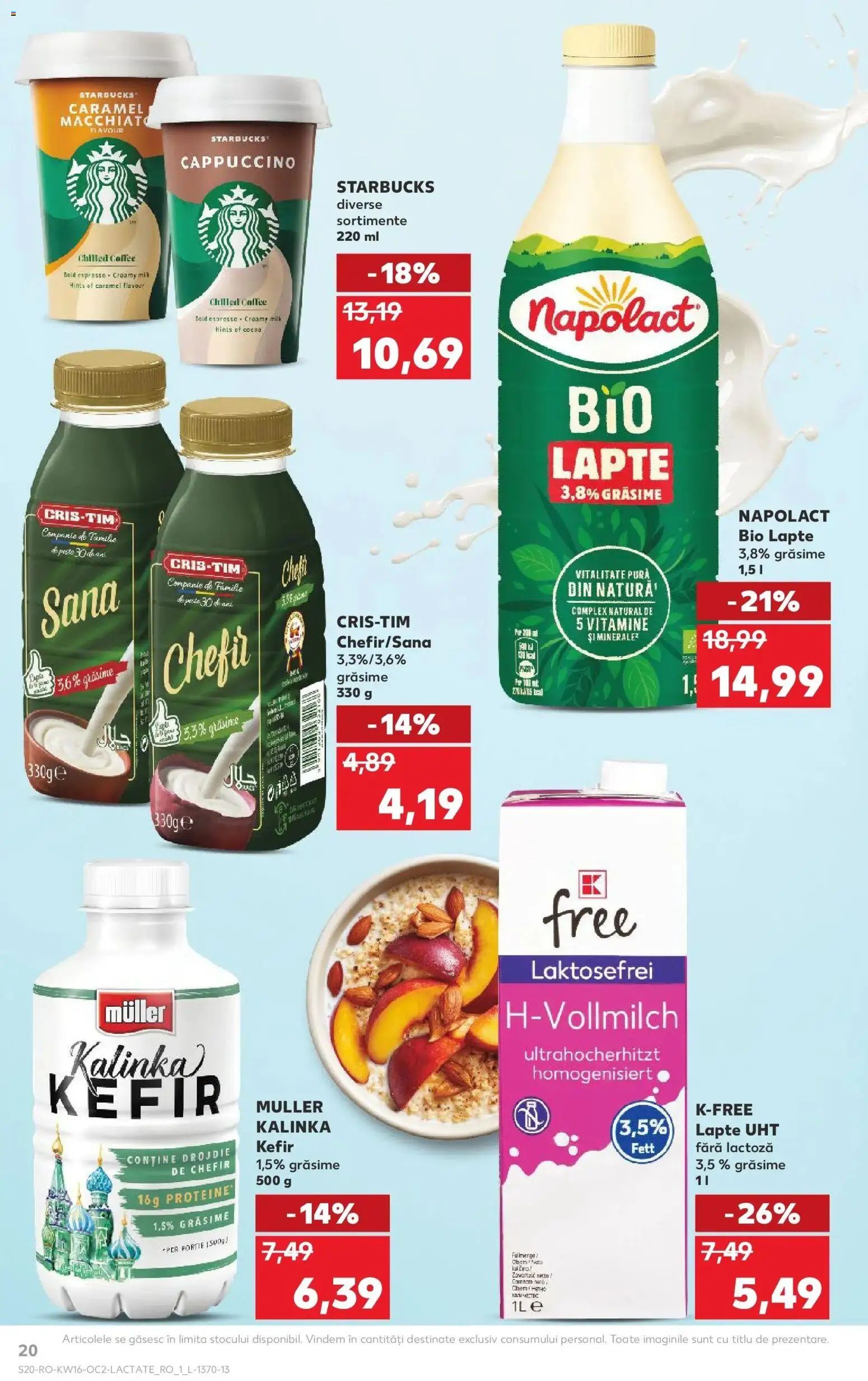 Noul catalog Kaufland – valabil de la 15.04.2026 | Pagină: 20 | Produse: Şerit ödül, Masaüstü kılıfı, Kefir, Paste