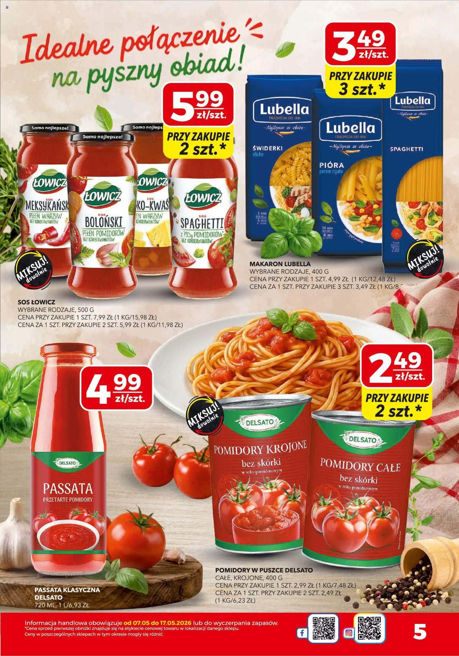 Top Market gazetka od 07.05.2026 | Strona: 5 | Produkty: Penne, Pomidory, Makaron, Sos