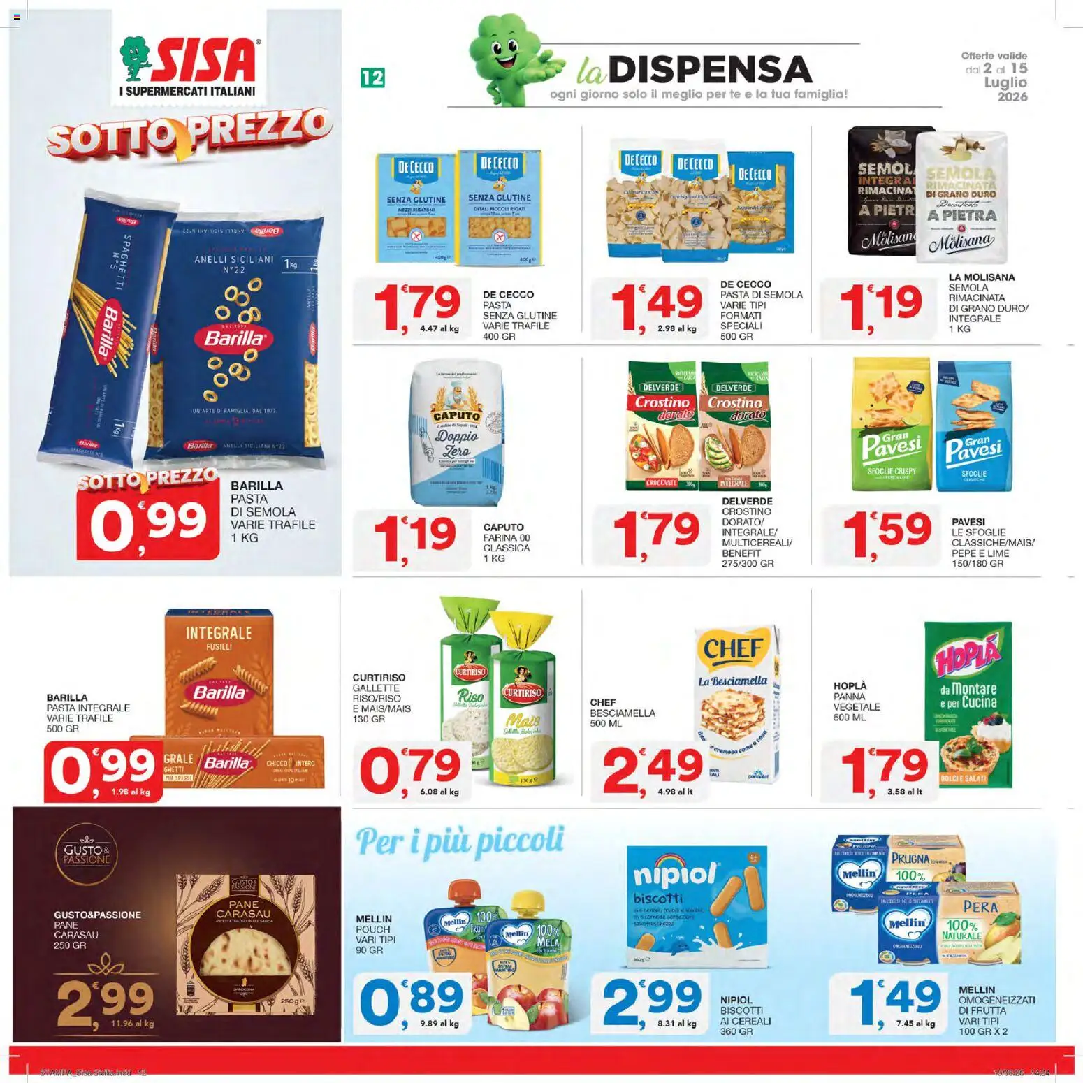 Volantino SISA del 02/07/2026 | Pagina: 12 | Prodotti: Gallette, Pera, Mais, Besciamella
