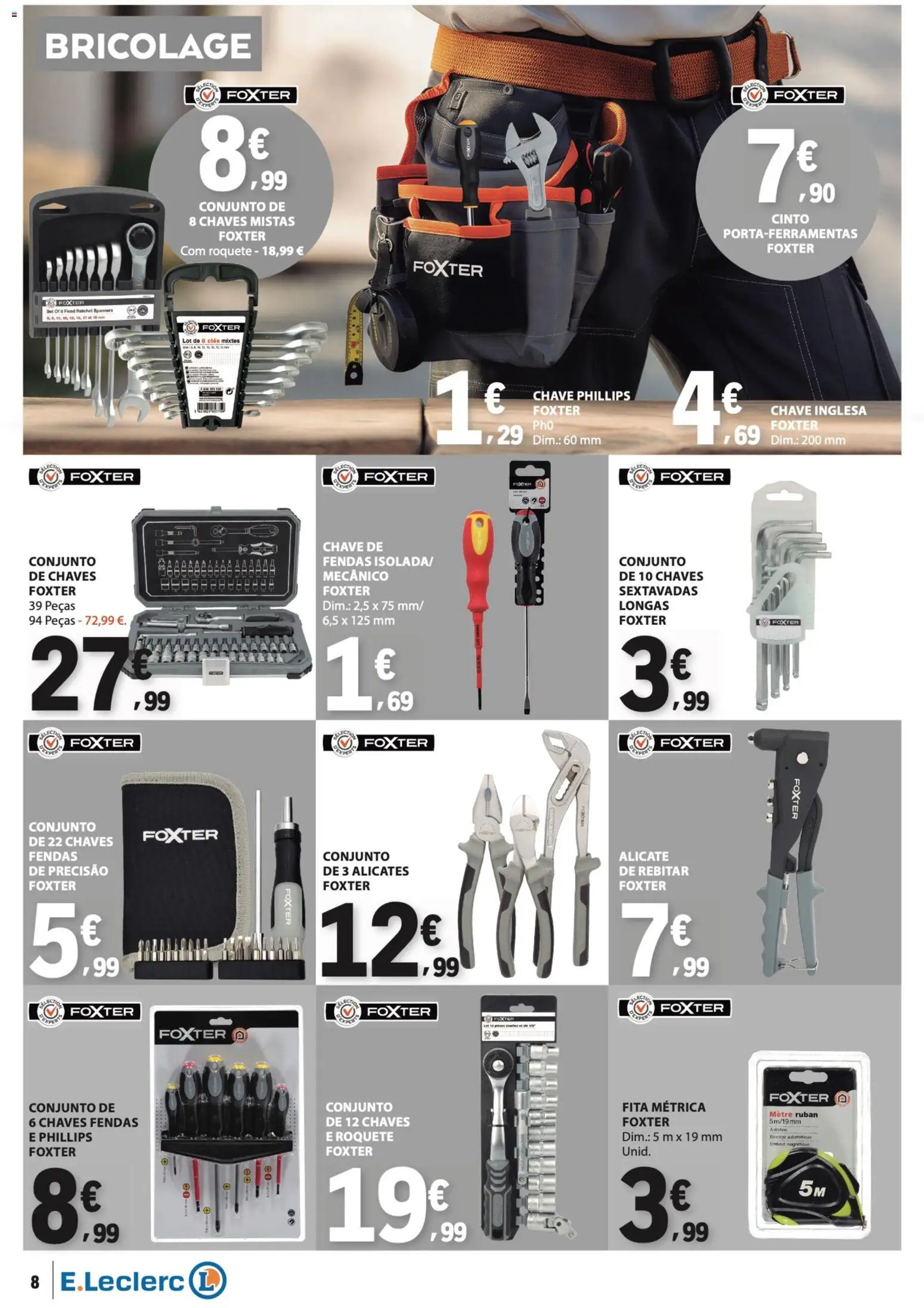 E.Leclerc folheto Não Alimentar │ válido de 04.06.2026 | Página: 8 | Produtos: Cinto, Alicate, Chave inglesa