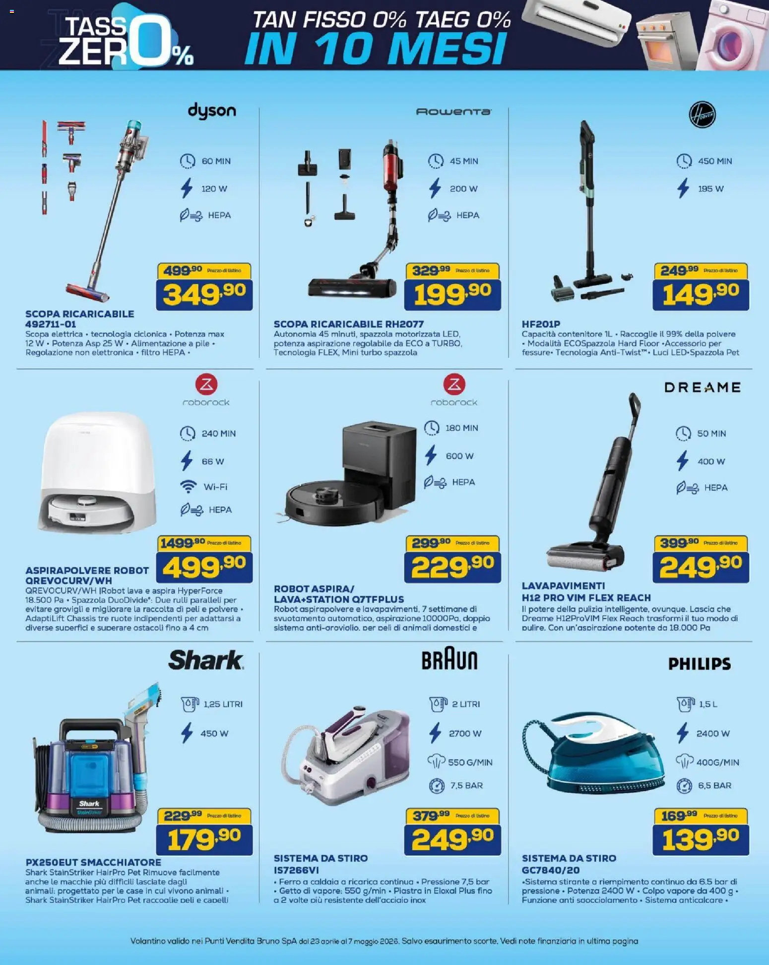 Volantino BRUNO del 23.04.2026 | Pagina: 22 | Prodotti: Scopa elettrica, Aspirapolvere, Robot, Dyson