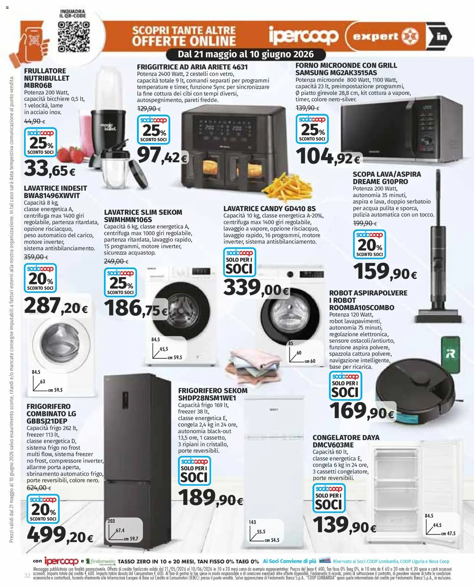 Volantino Ipercoop del 21.05.2026 | Pagina: 32 | Prodotti: Spazzola, Acqua, Frigorifero, Forno