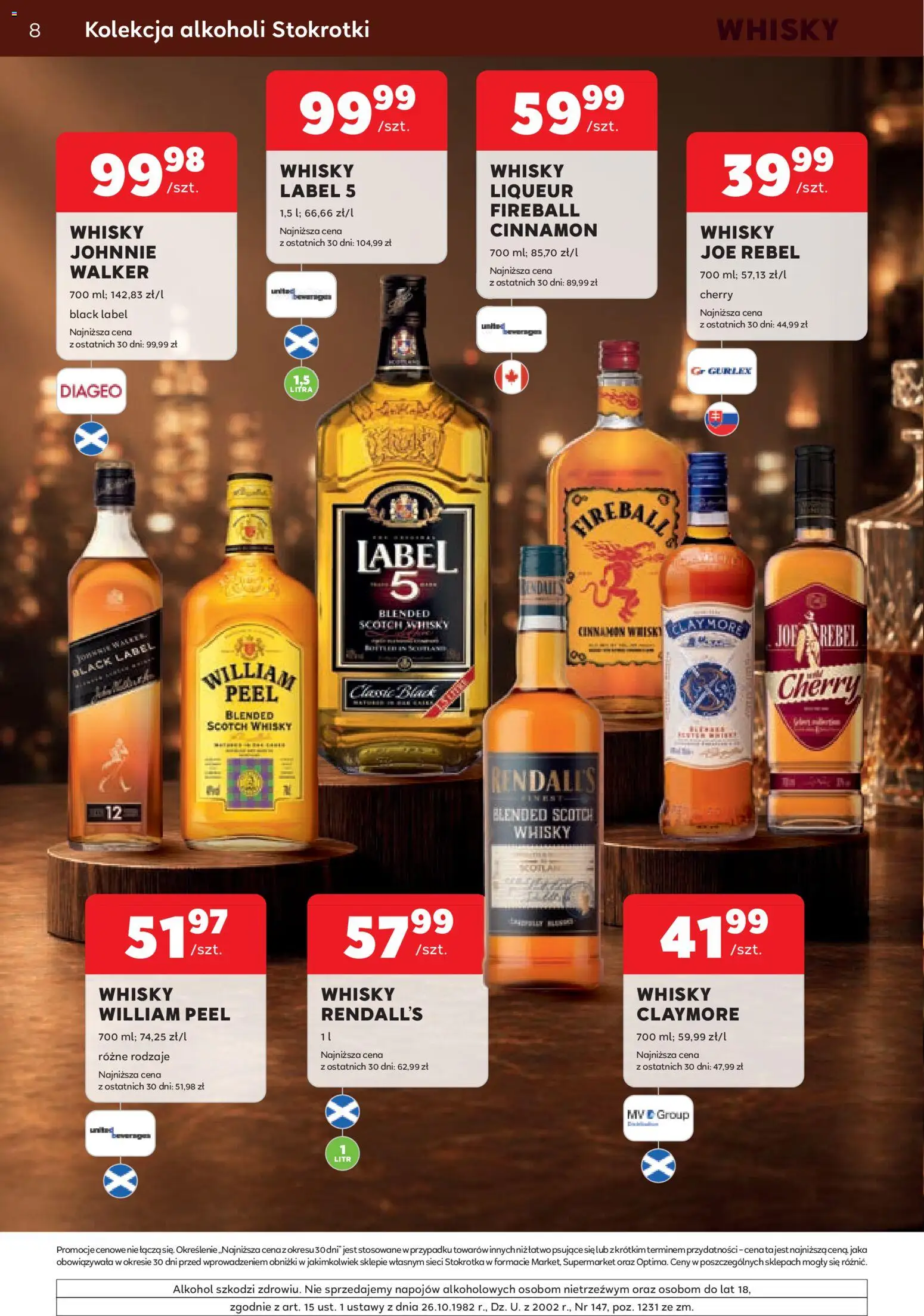 Stokrotka gazetka - Oferta alkoholowa od 11.06.2026 | Strona: 8 | Produkty: Stokrotka, Black Label, Alkohol, Whisky