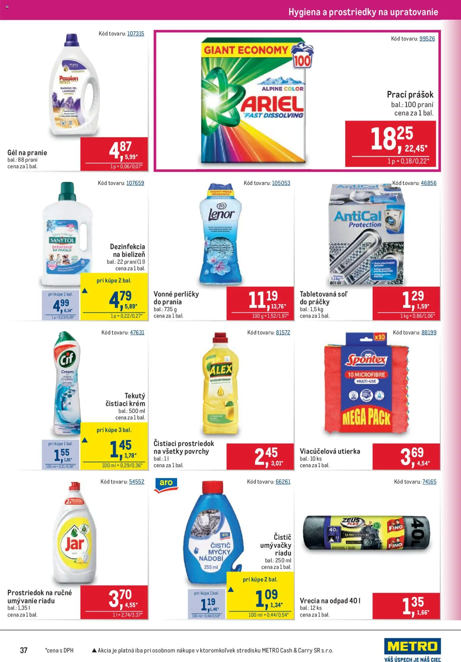 Nové Metro akcie – leták je platný od 06.05.2026 | Strana: 37 | Produkty: Práčky, Soľ, Lenor