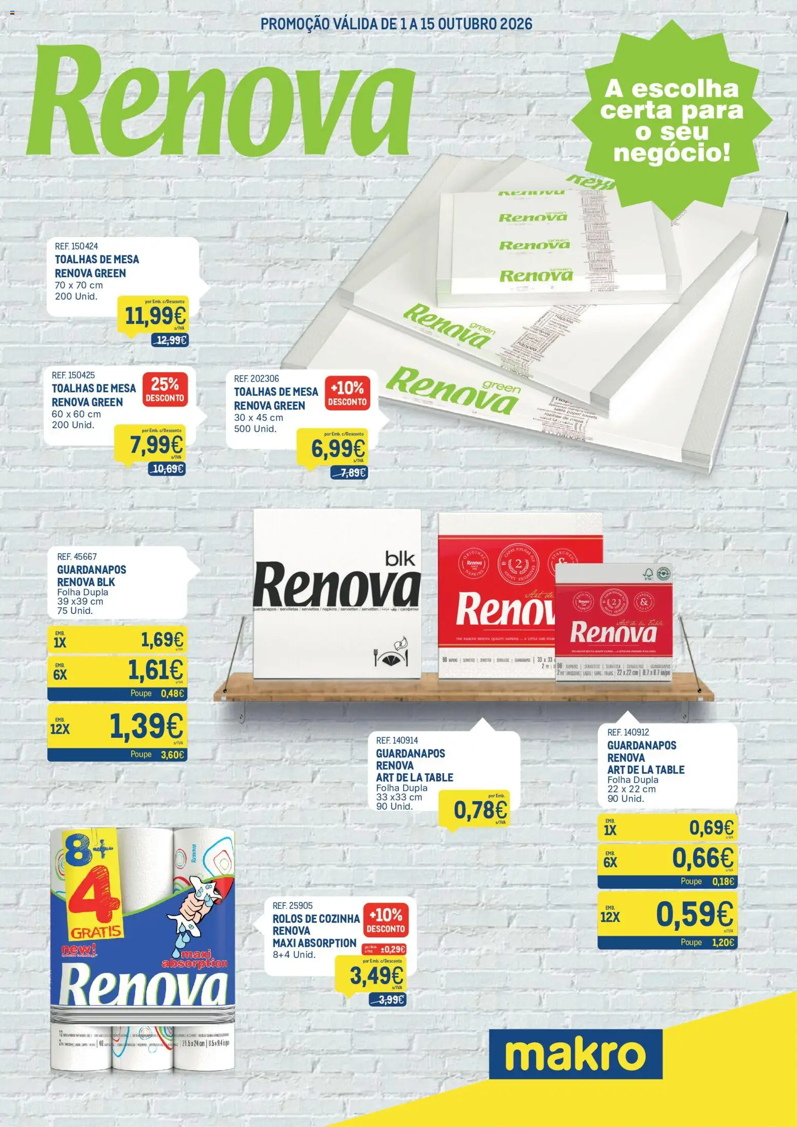 Makro Monofolha Renova │ válido de 01/10/2026 | Página: 1 | Produtos: Guardanapos, Mesa