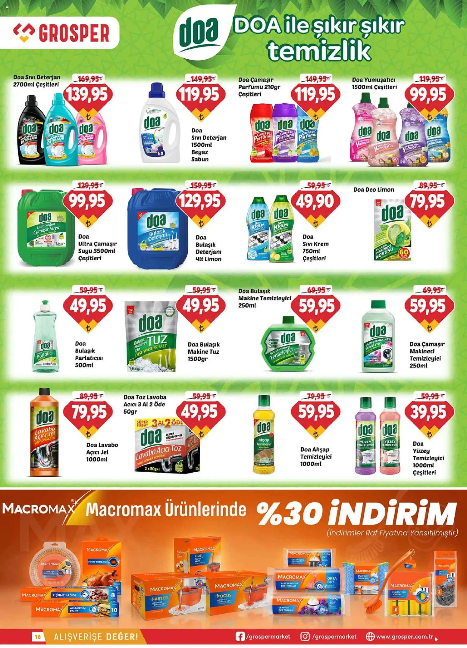 Grosper Katalog - 06.05.2026 tarihinden itibaren geçerlidir | Sayfa: 16 | Ürünler: Lavabo, Krem, Yüzey temizleyici, Lavabo açıcı