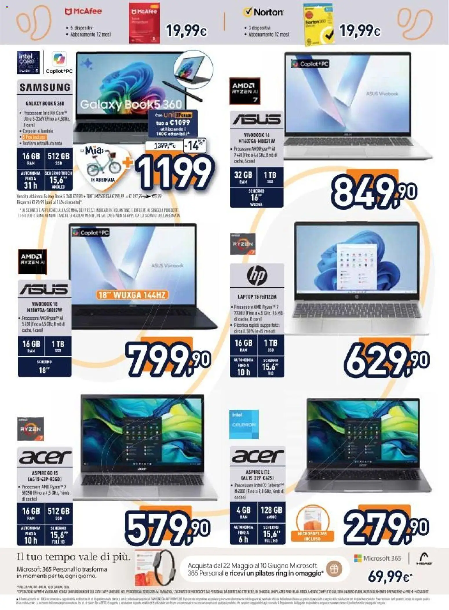 Volantino Unieuro del 29.05.2026 | Pagina: 14 | Prodotti: Schermo, Laptop, PC, Alluminio