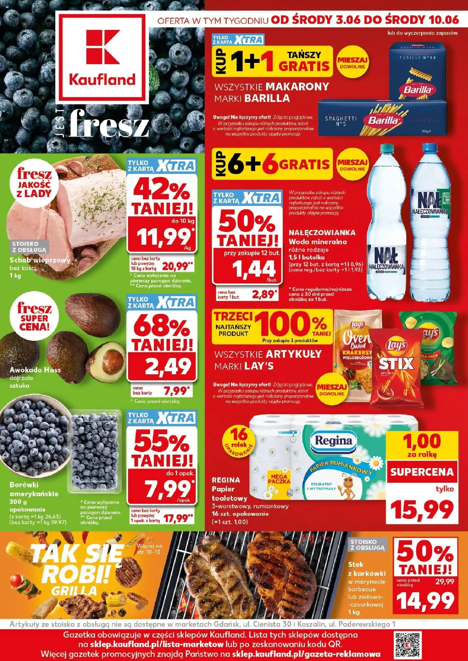 Kaufland gazetka od 03.06.2026 | Strona: 1 | Produkty: Karta, Schab, Makarony, Woda