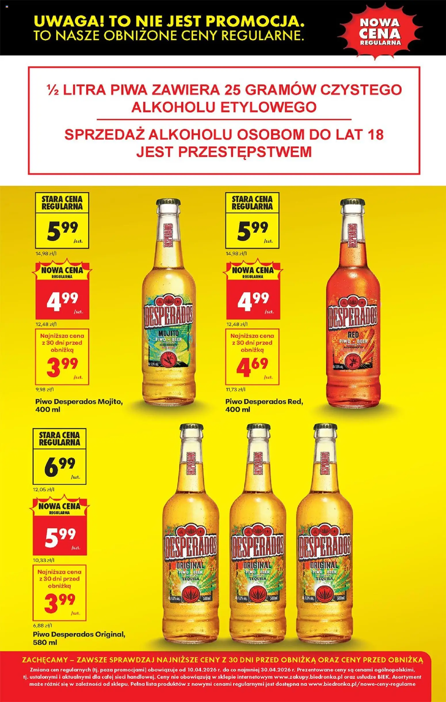 Biedronka gazetka od poniedziałku od 20.04.2026 | Strona: 16 | Produkty: Piwo Desperados, Tequila, Piwo