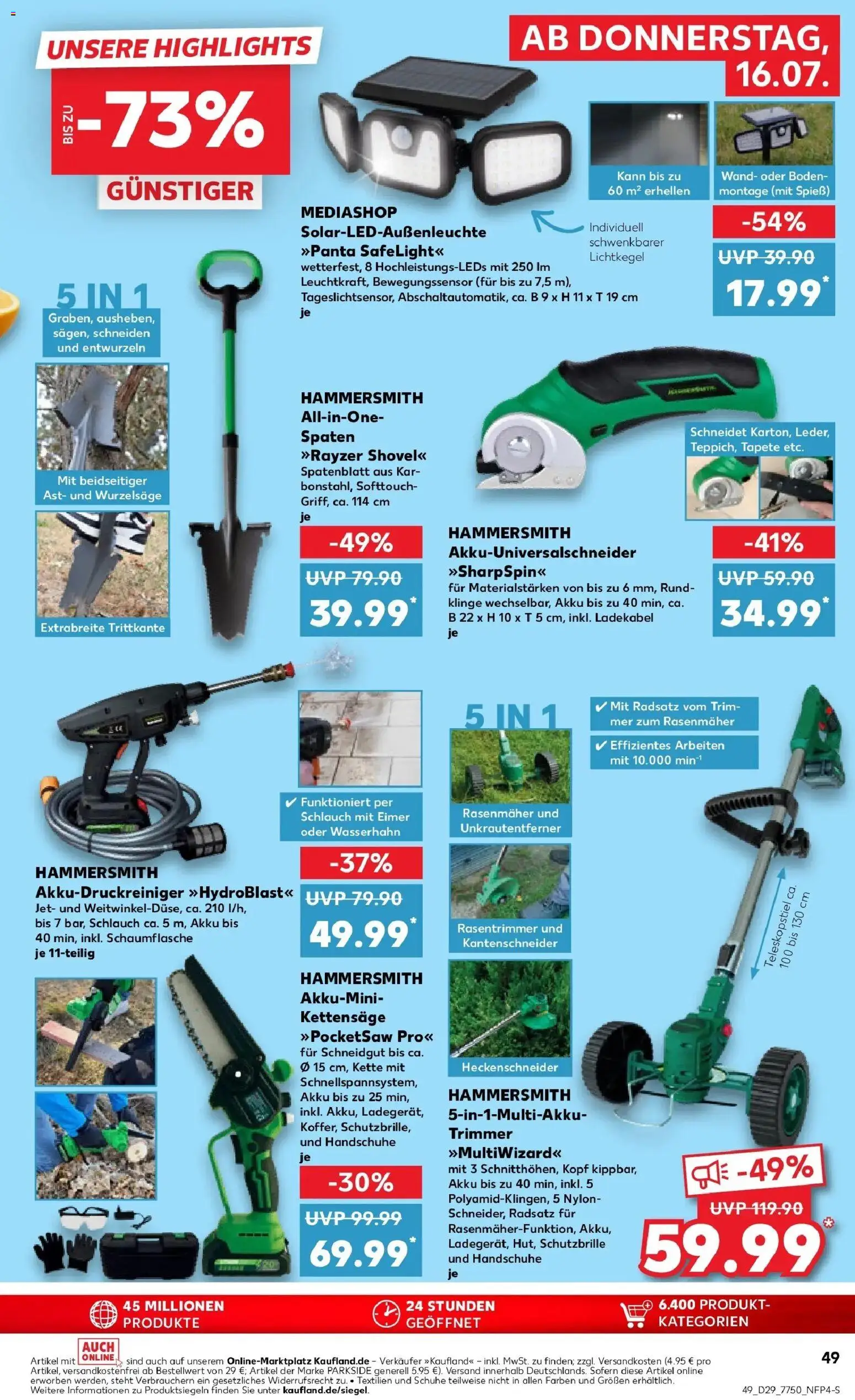 Kaufland Prospekt Mainz – gültig ab 13.07.2026 | Seite: 58 | Produkte: Rasenmäher, Ladekabel, Handschuhe