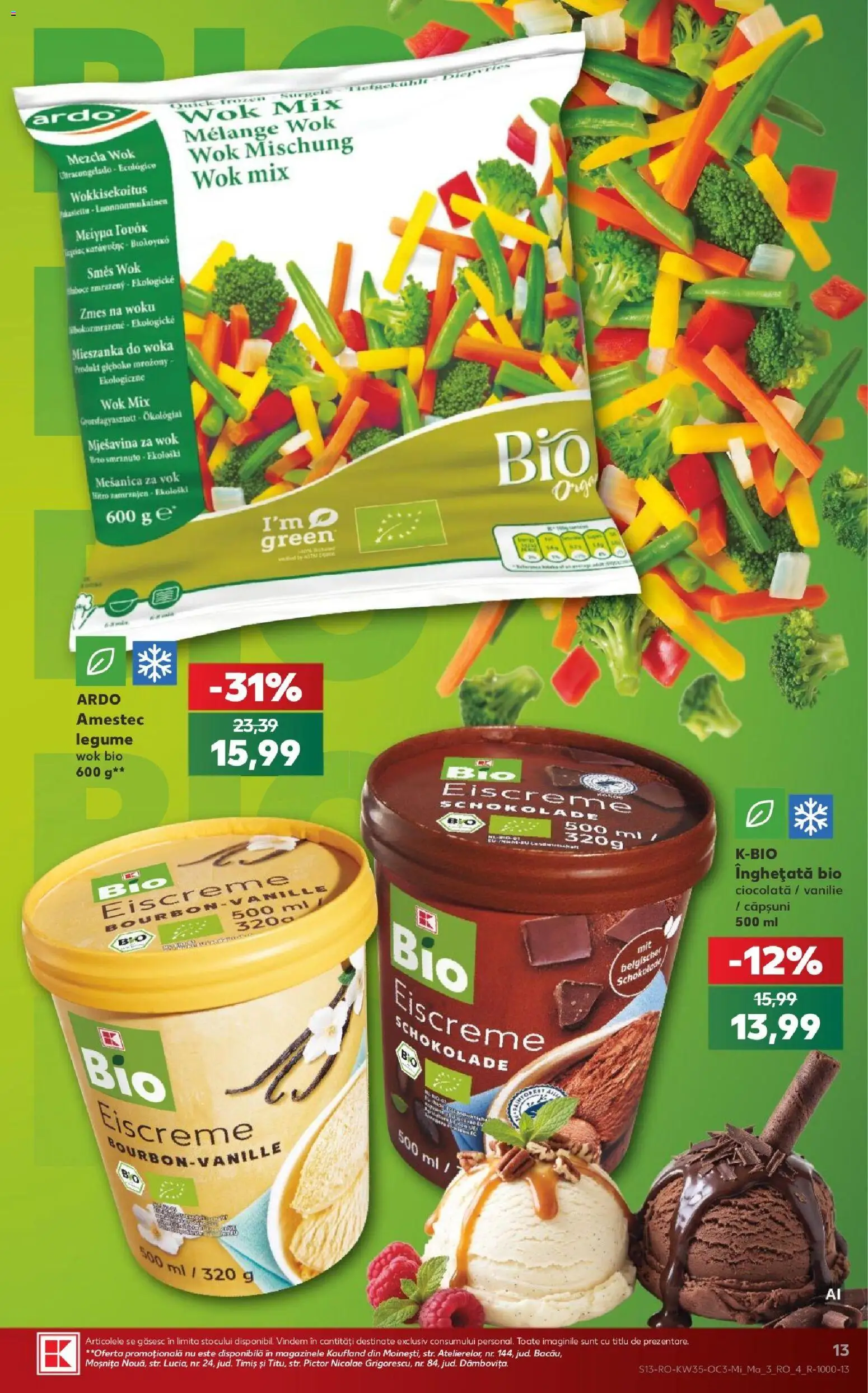 Noul catalog Kaufland – valabil de la 26.08.2026 | Pagină: 13 | Produse: Bourbon, Amestec, Înghețată, Legume
