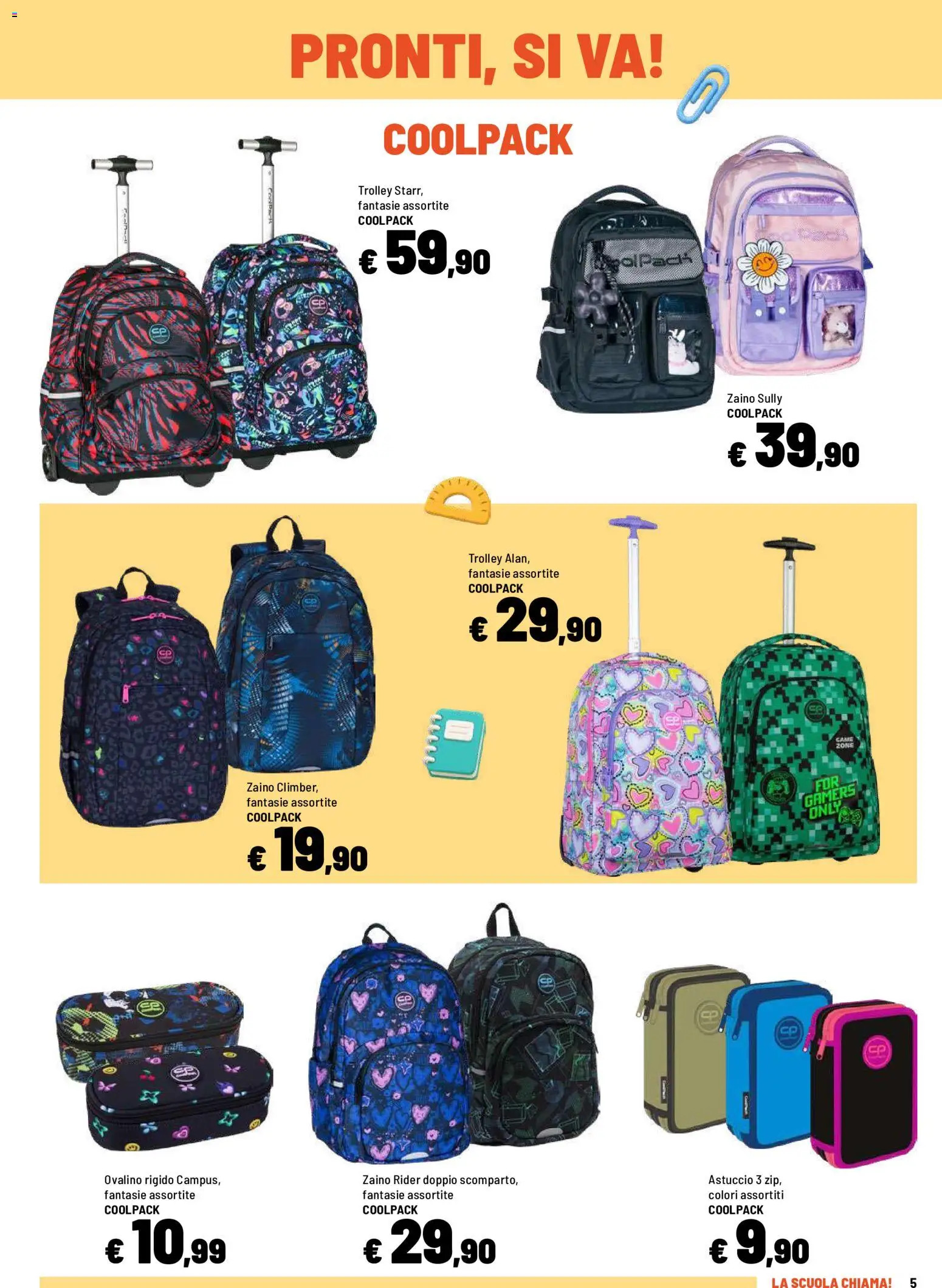 Volantino Iper del 09/07/2026 | Pagina: 5 | Prodotti: Zaino, Astuccio, Trolley