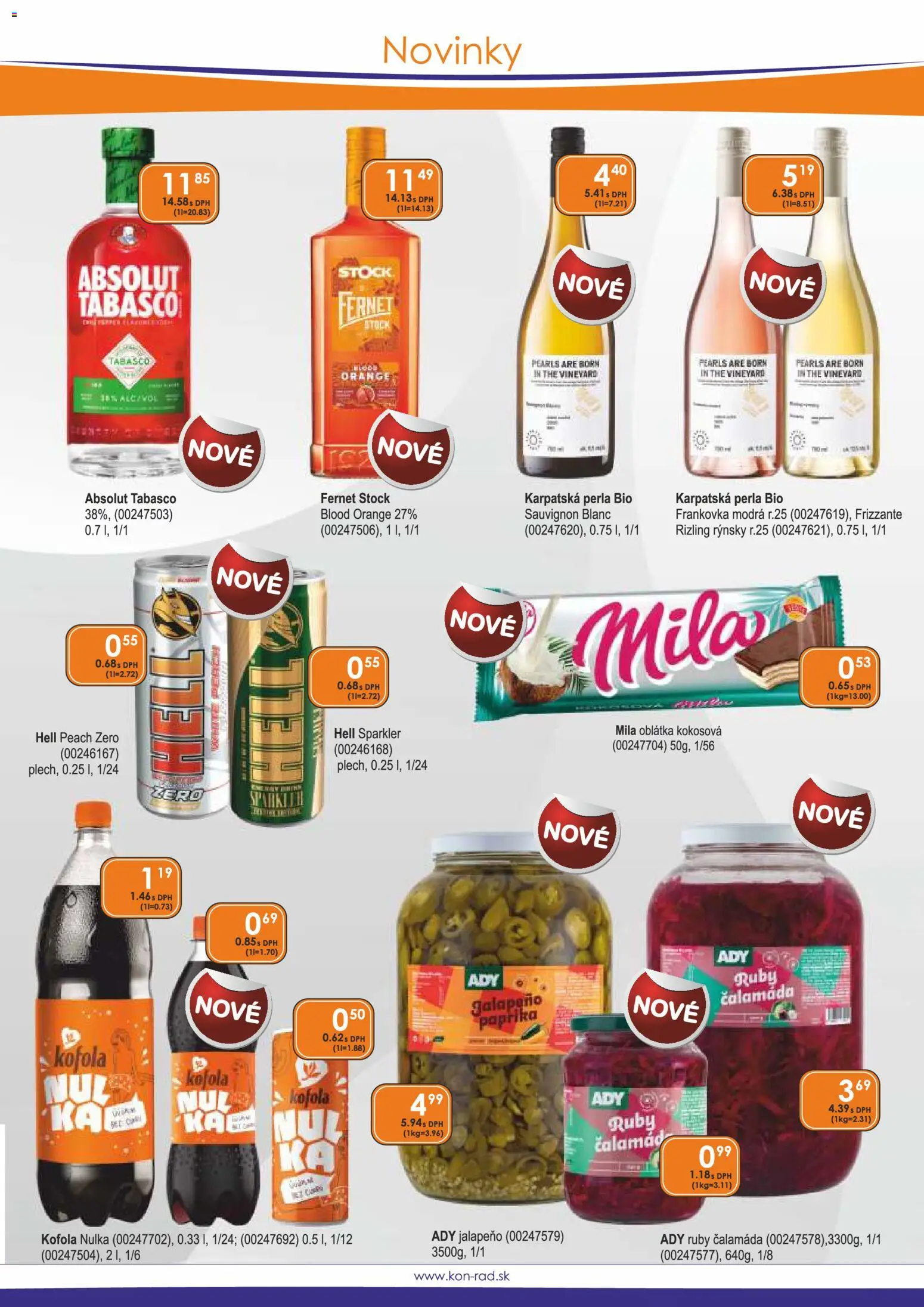 Nové KON - RAD akcie – leták je platný od 01.04.2026 | Strana: 2 | Produkty: Paprika, Kofola, Mila, Fernet Stock