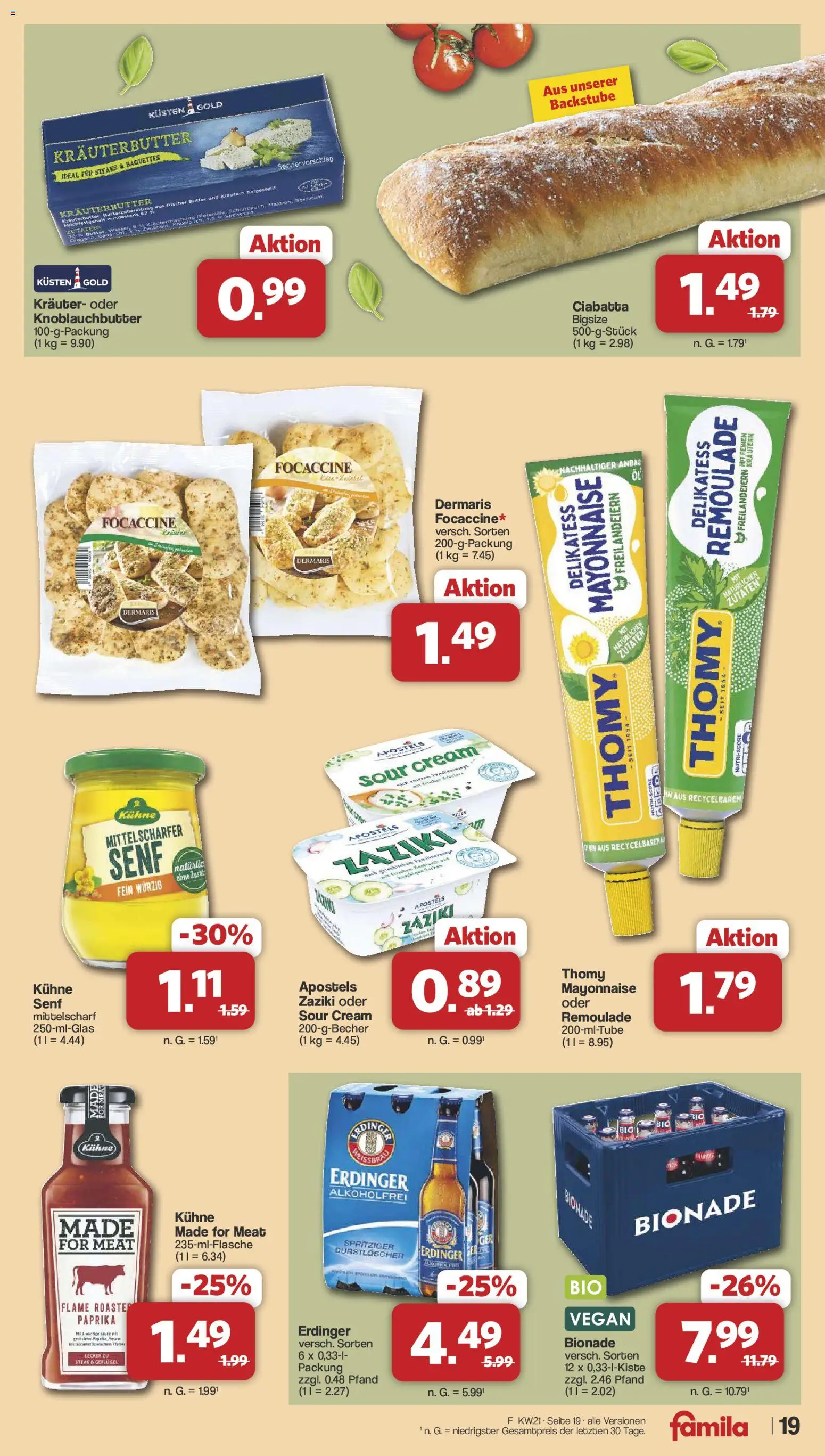 Famila Nordwest Prospekt 	 – gültig ab 18.05.2026 | Seite: 19 | Produkte: Kräuterbutter, Bionade, Paprika, Steak