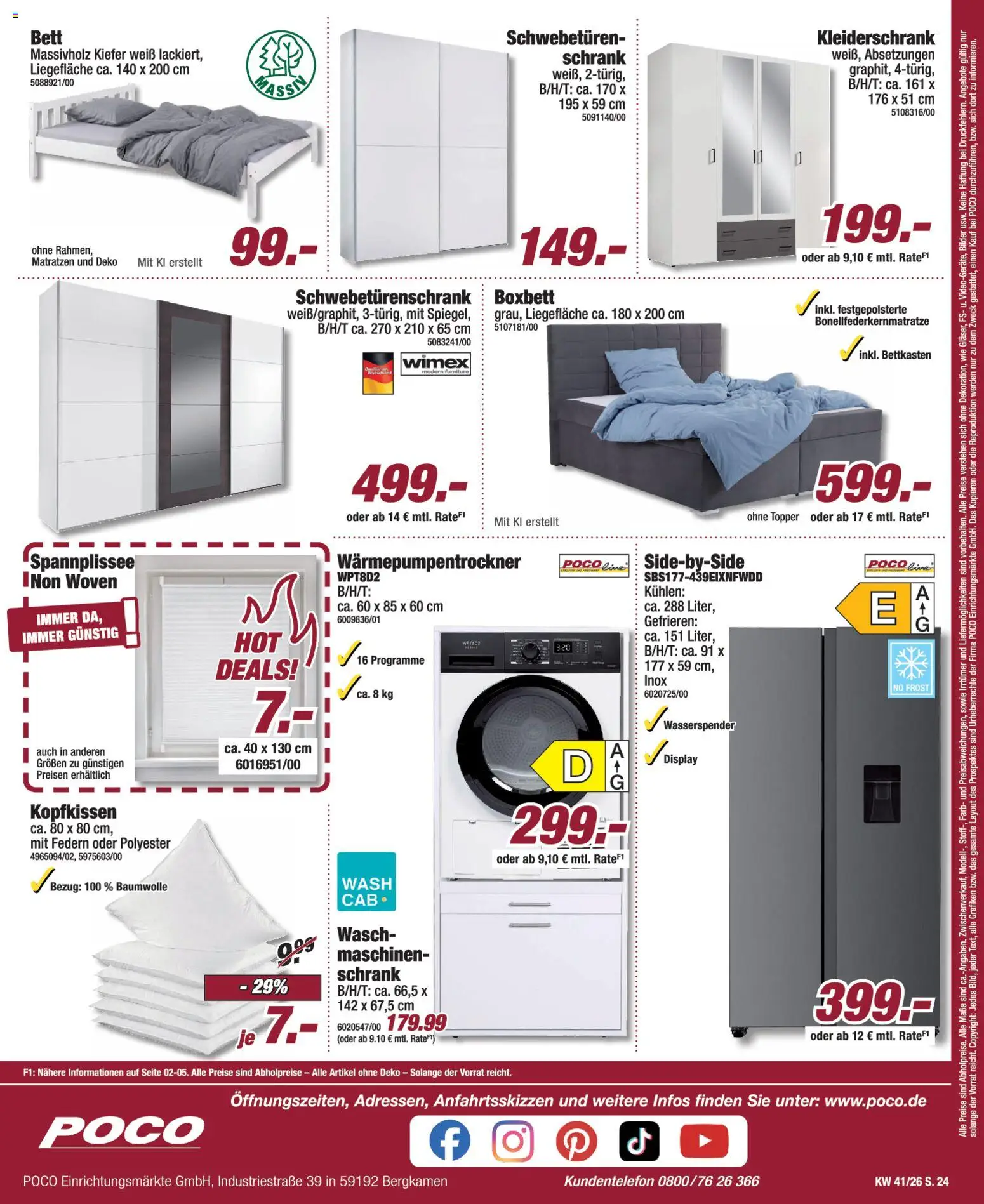 Poco Prospekt – gültig ab 04.10.2026 | Seite: 24 | Produkte: Bett, Kleiderschrank, Schwebetürenschrank, Bilder