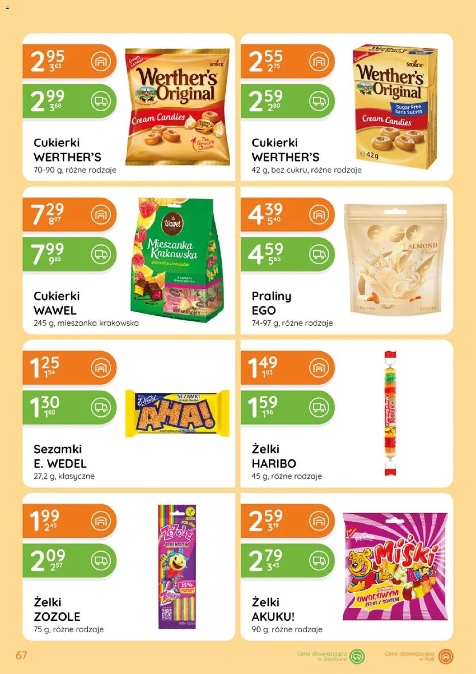 Eurocash gazetka od 20.08.2026 | Strona: 67 | Produkty: Mieszanka krakowska, Praliny, Żelki, Cukierki